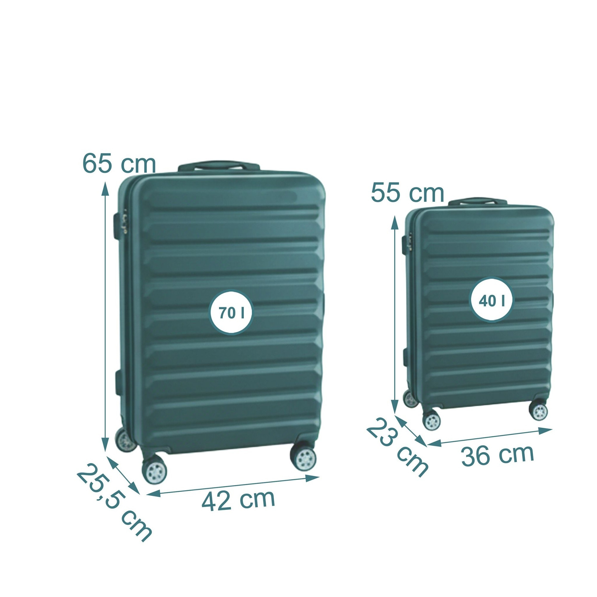 Ensemble de 2 valises rigides à roulettes