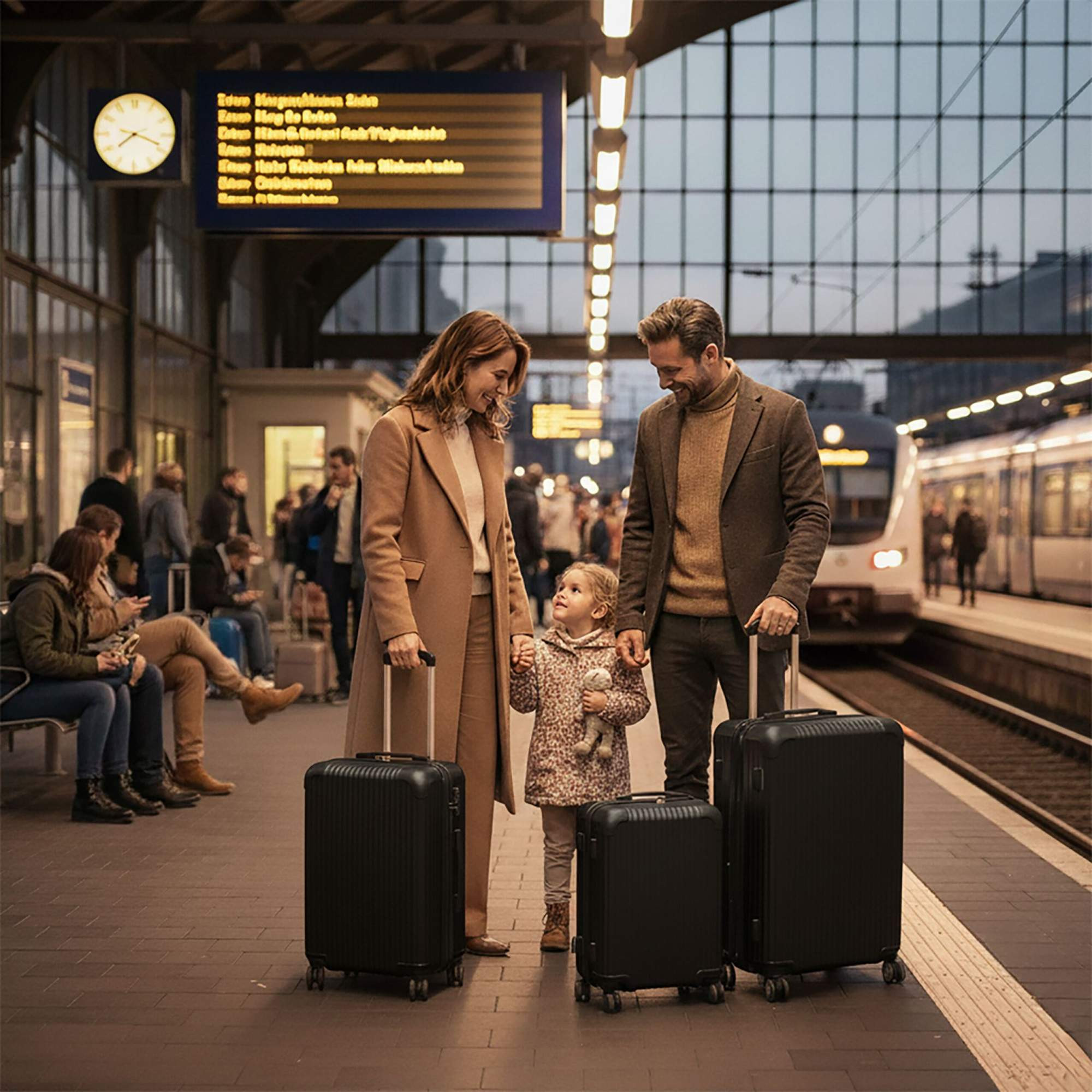 Ensemble de 3 valises rigides à roulettes multidirectionnelles