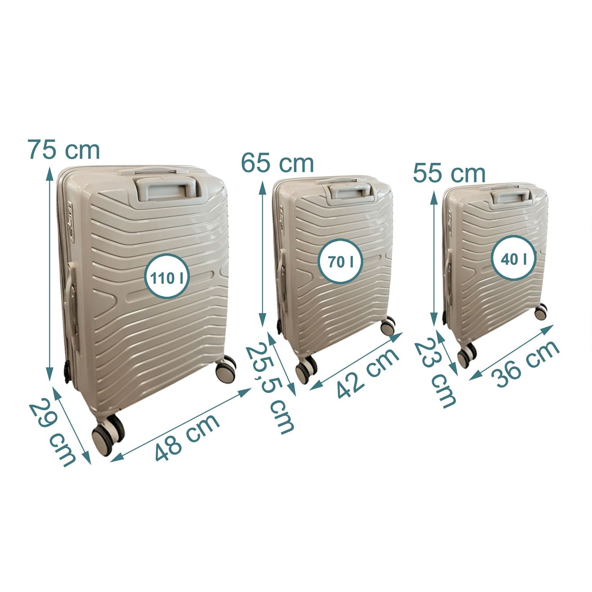 Ensemble de 3 valises rigides avec serrure TSA