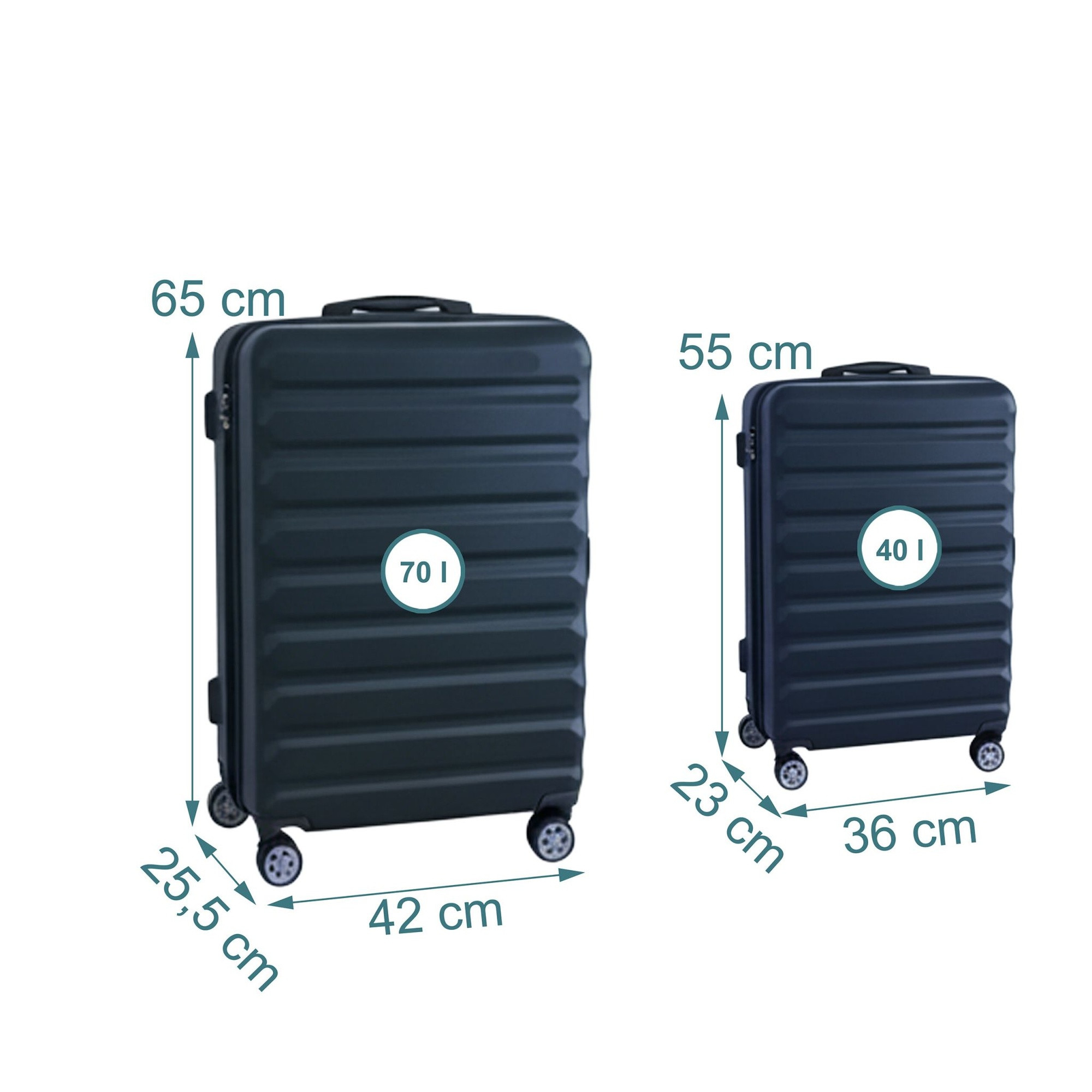 Ensemble de 2 valises rigides à roulettes