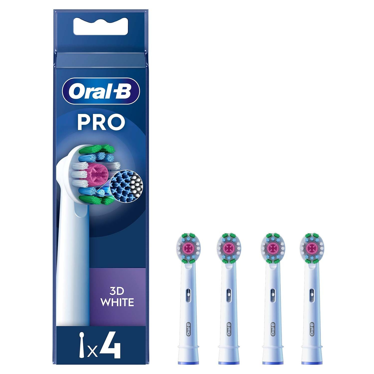 3D-Zahnbürstenköpfe, weiß, 4er-Pack