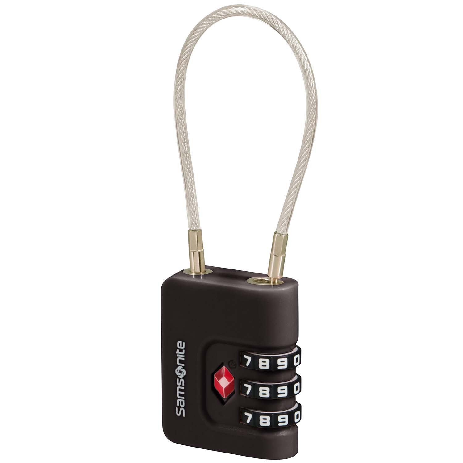 Candado de cable TSA, combinación de 3 dígitos, negro