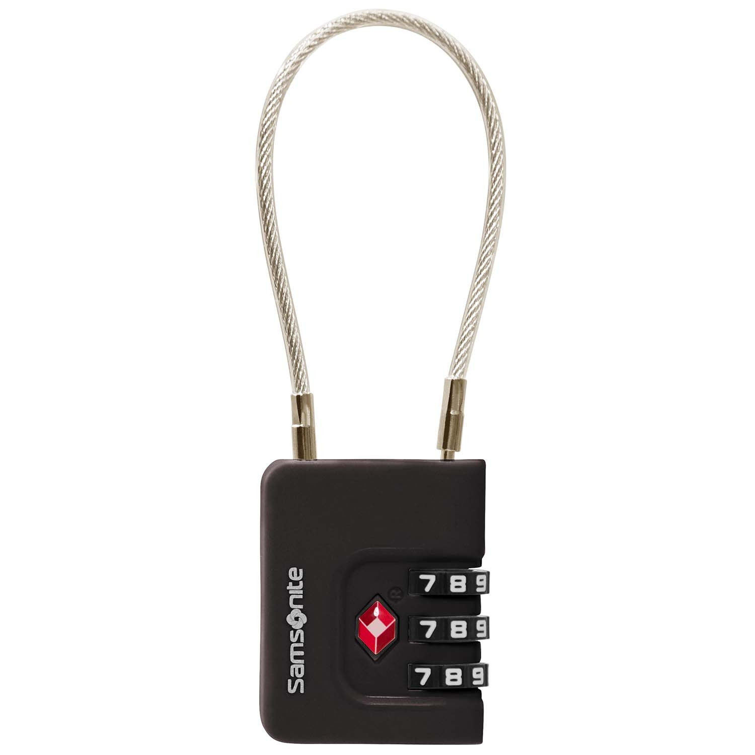 Candado de cable TSA, combinación de 3 dígitos, negro