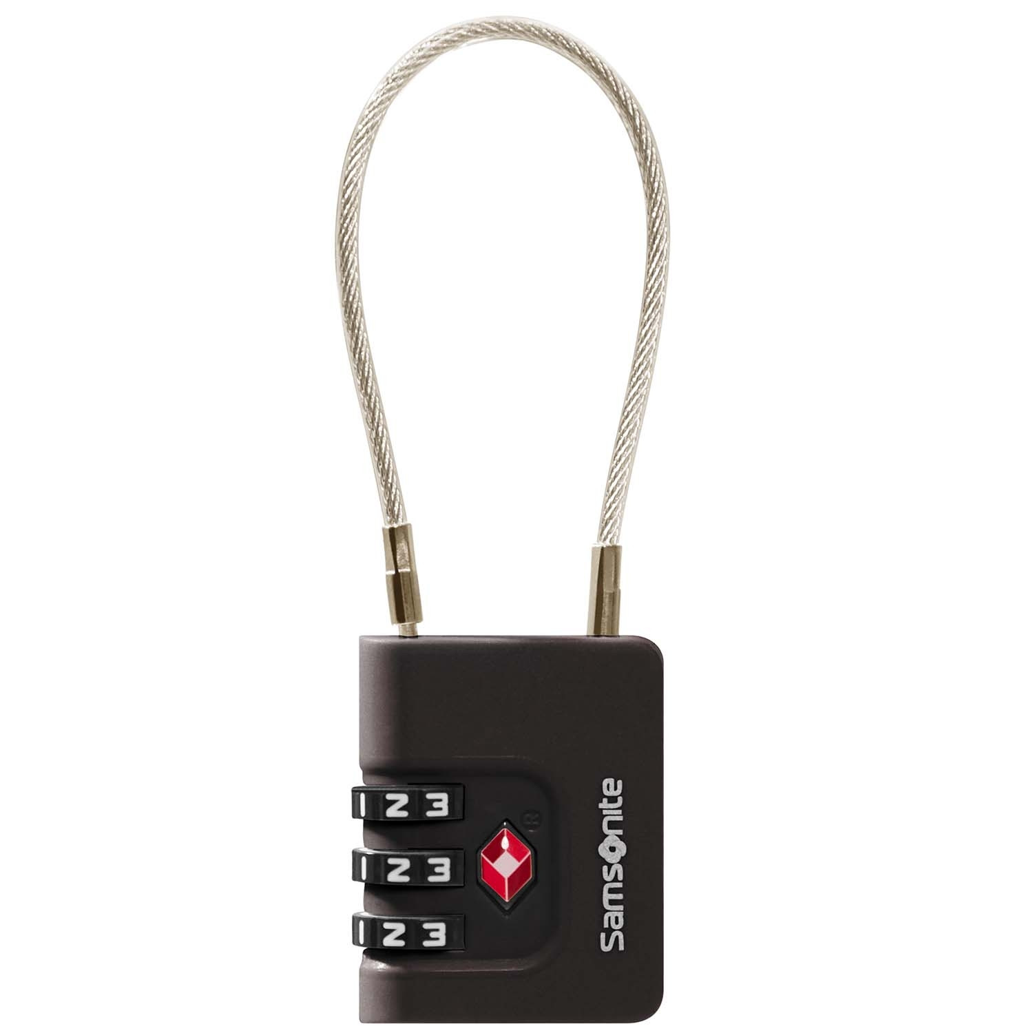 Candado de cable TSA, combinación de 3 dígitos, negro