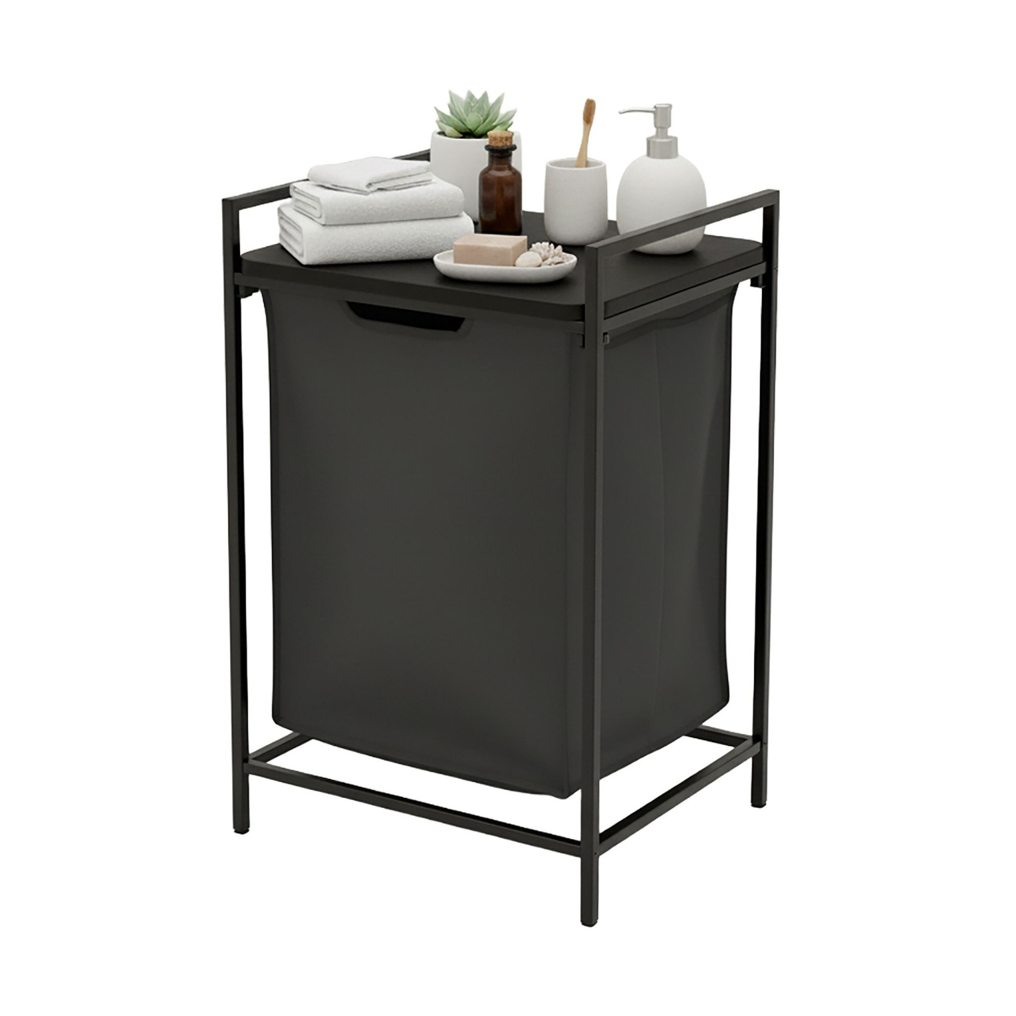Laundry Hamper with Shelf and Removable Liner