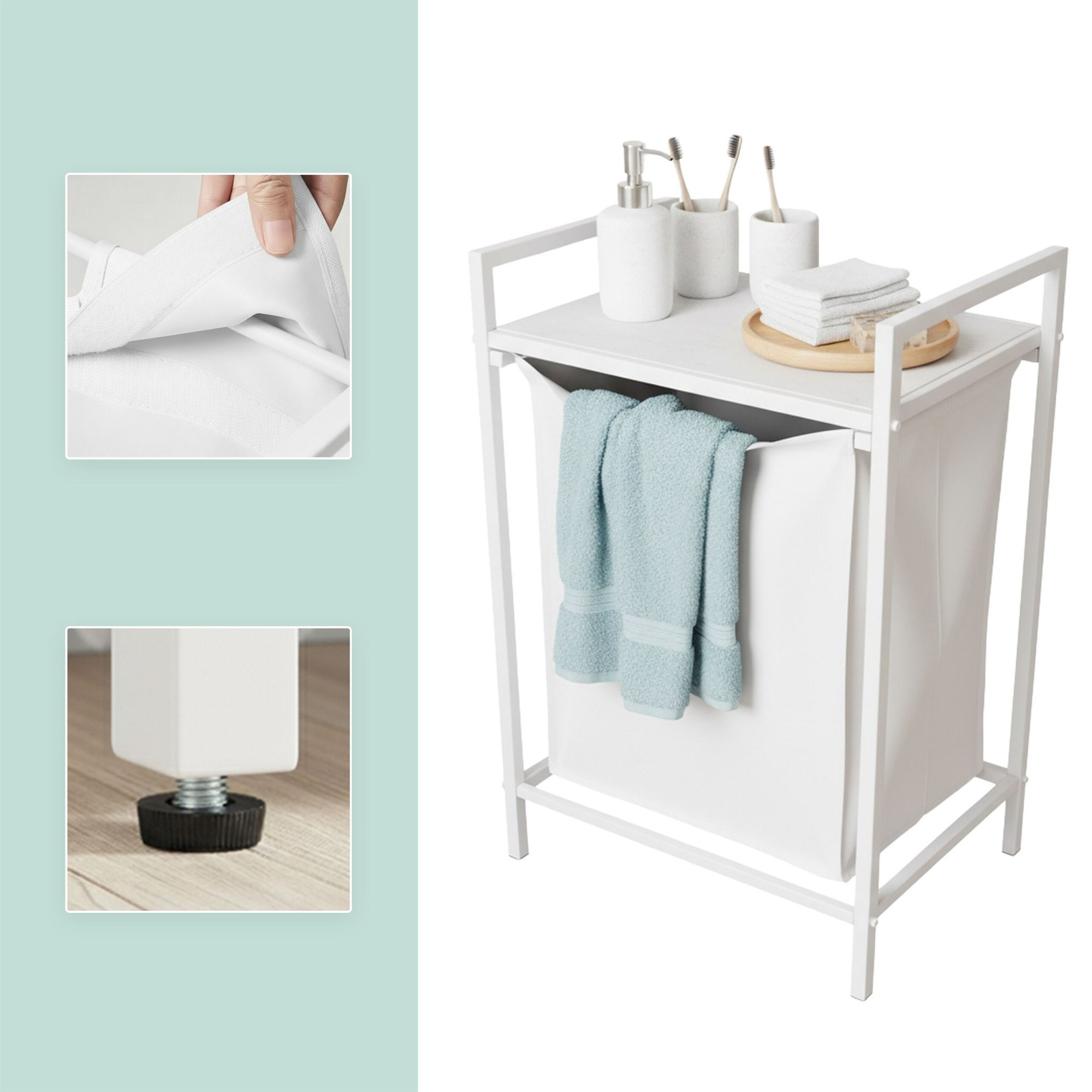 Laundry Hamper with Shelf and Removable Liner