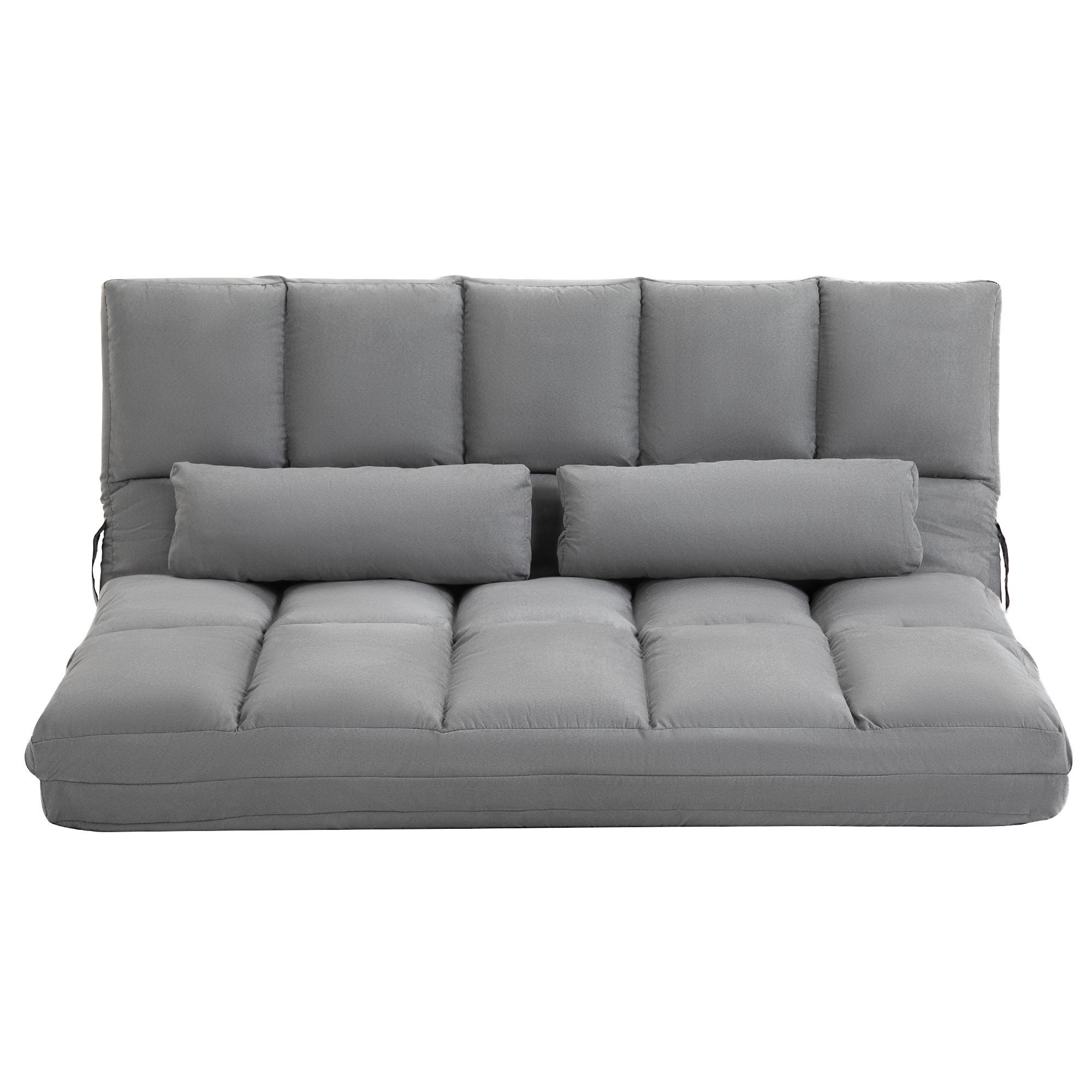 Convertible Floor Sofa Bed, Adjustable Backrest, Light Grey