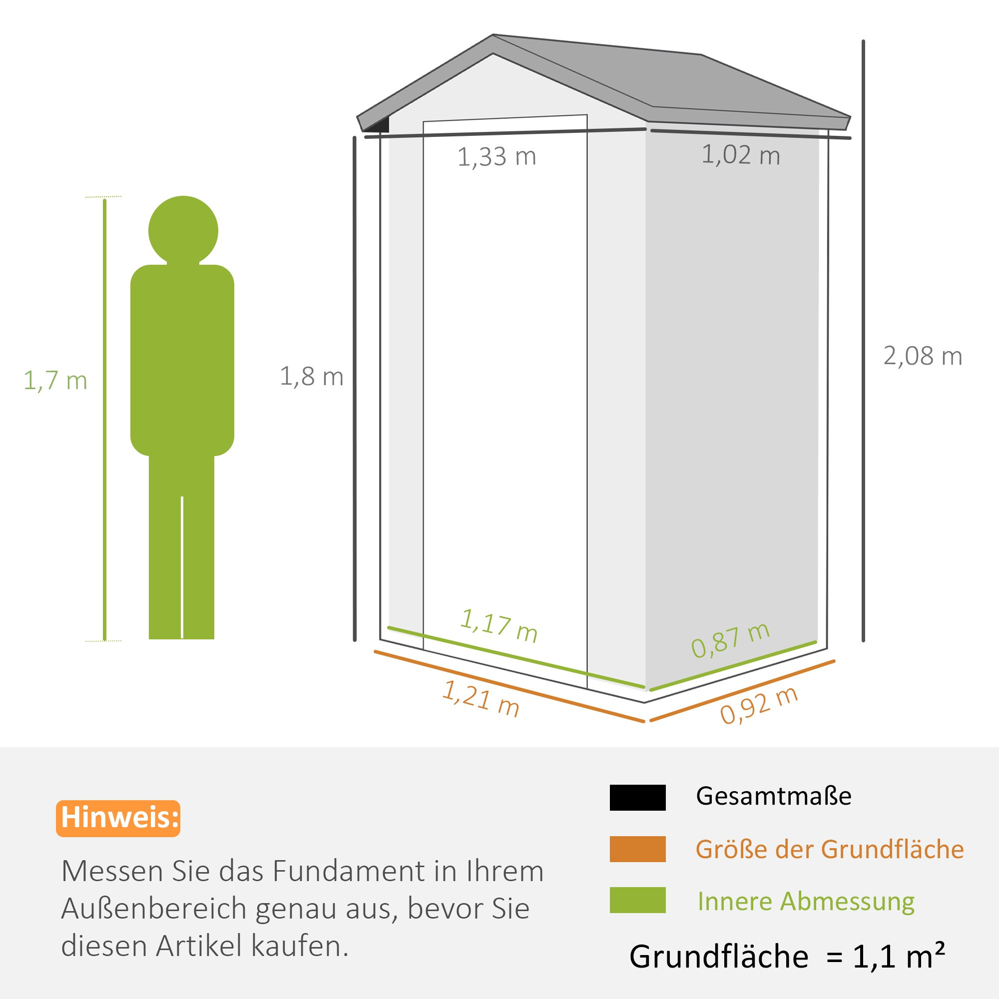 Buitenberging, 1,1 m², polypropyleen, afsluitbare deur