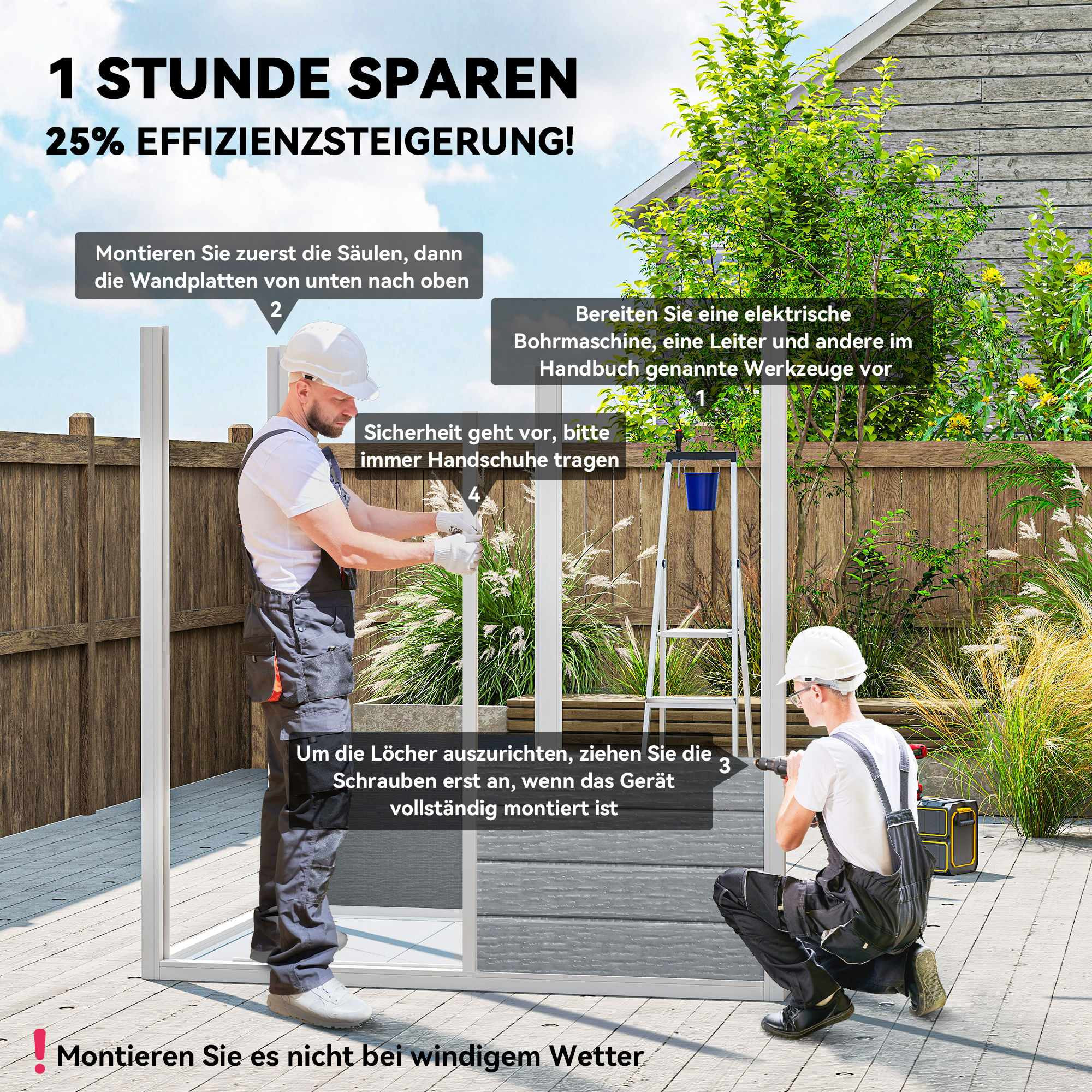 Buitenberging, 1,9 m², afsluitbare deur, schuin dak