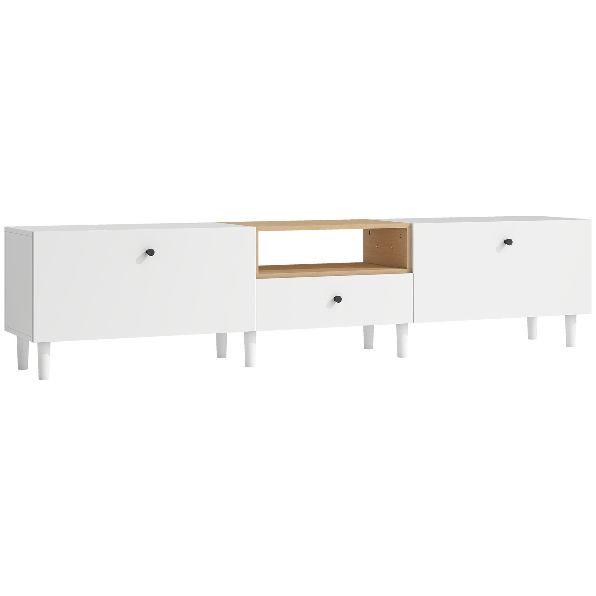 Suporte para TV de 200 cm para TVs de 90 polegadas, 2 portas, gavet...