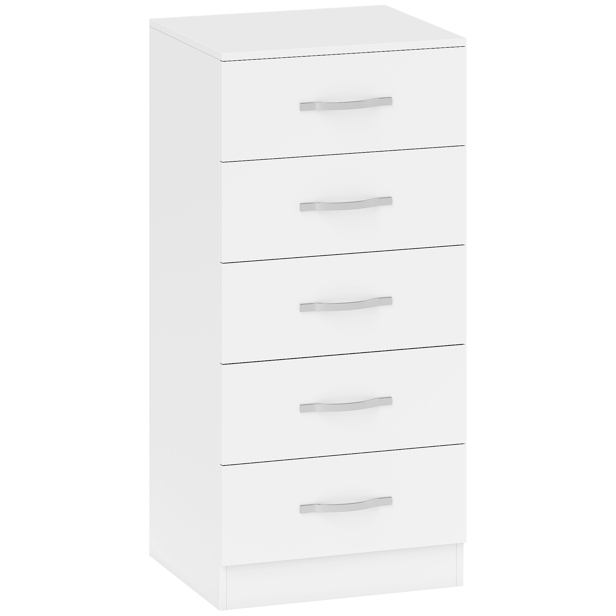Weiße Kommode mit 5 Schubladen, Spanplatte, platzsparendes Design