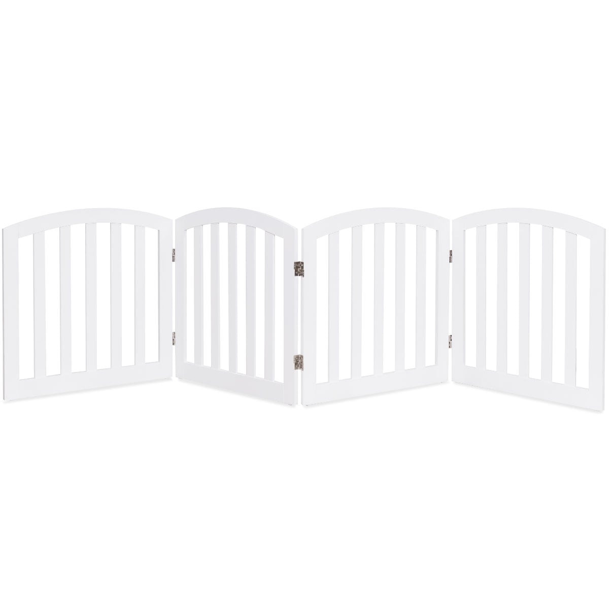 Foldable 4-Panel Pet Gate, MDF Wood, White