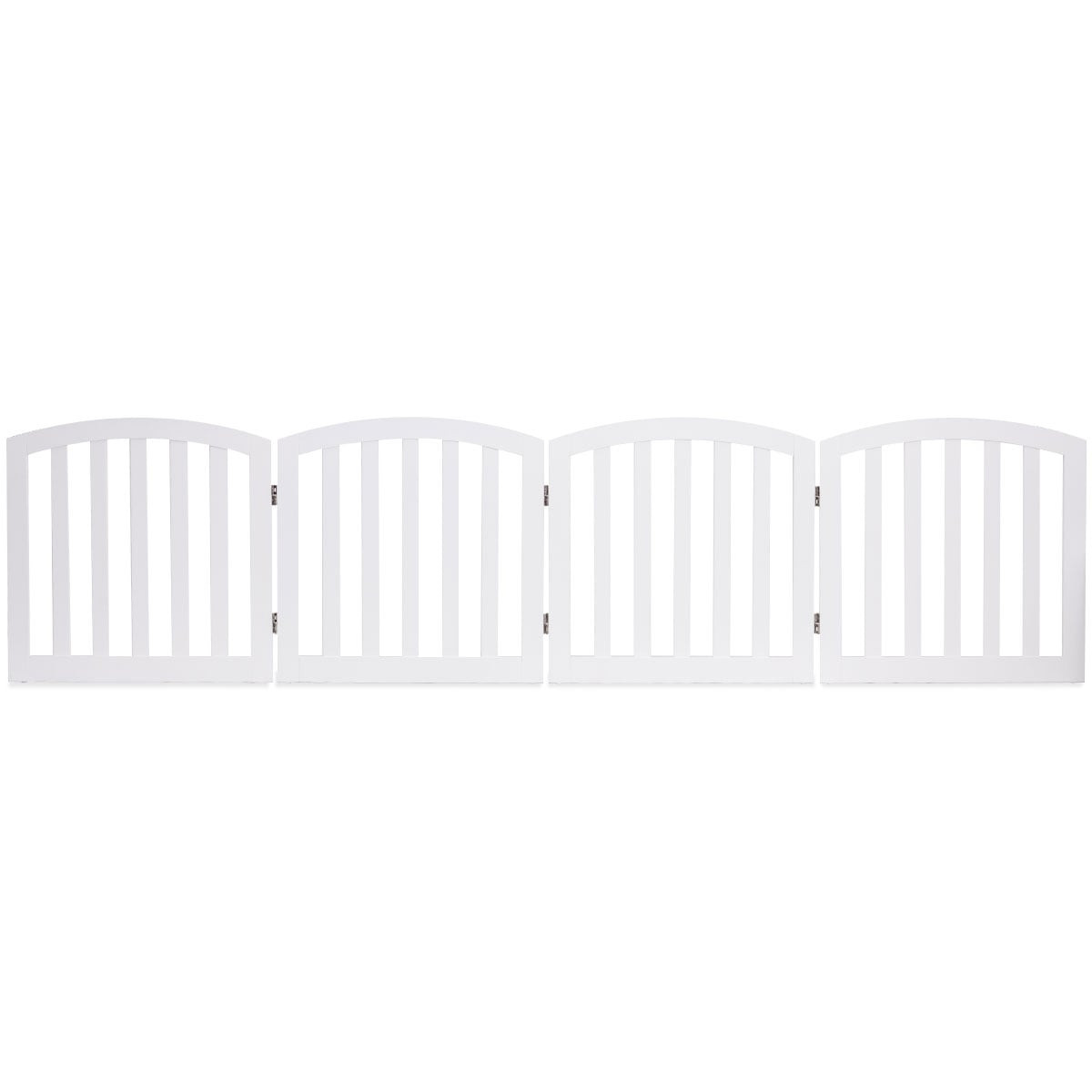 Foldable 4-Panel Pet Gate, MDF Wood, White