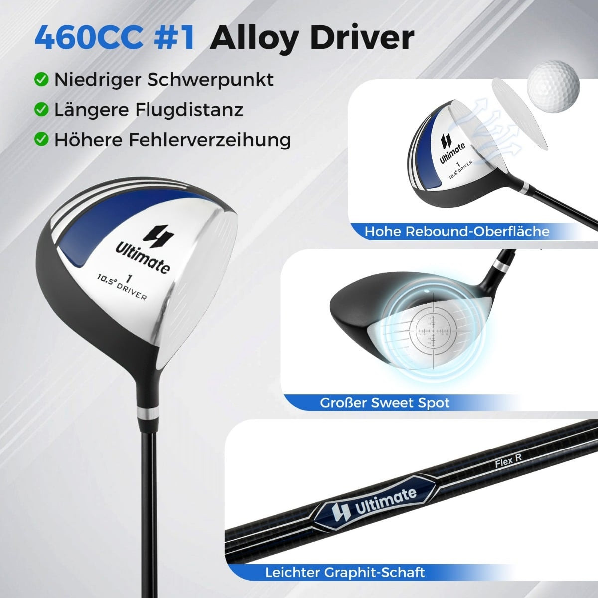 Set completo da golf da uomo da 9 pezzi con sacca