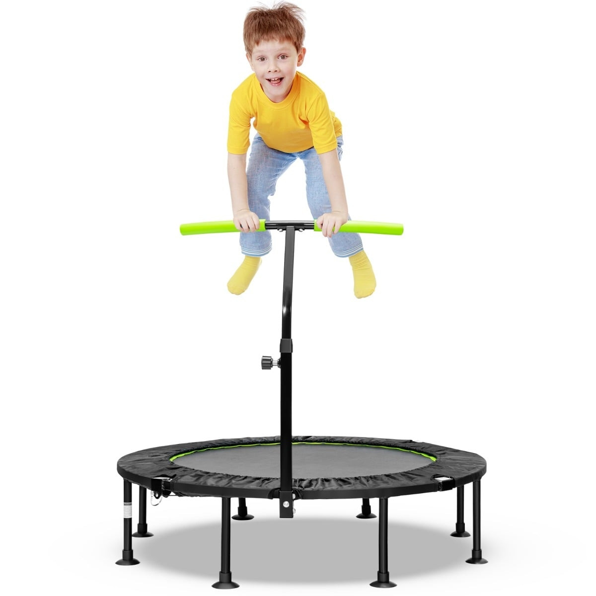 Mini Trampoline with Adjustable Handle, Foldable, 110cm