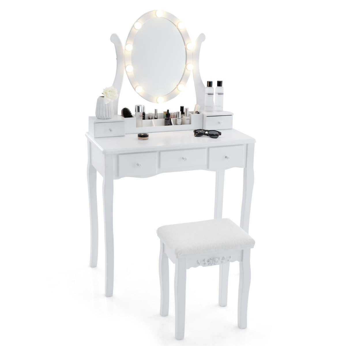 Coiffeuse avec éclairage LED, luminosité réglable