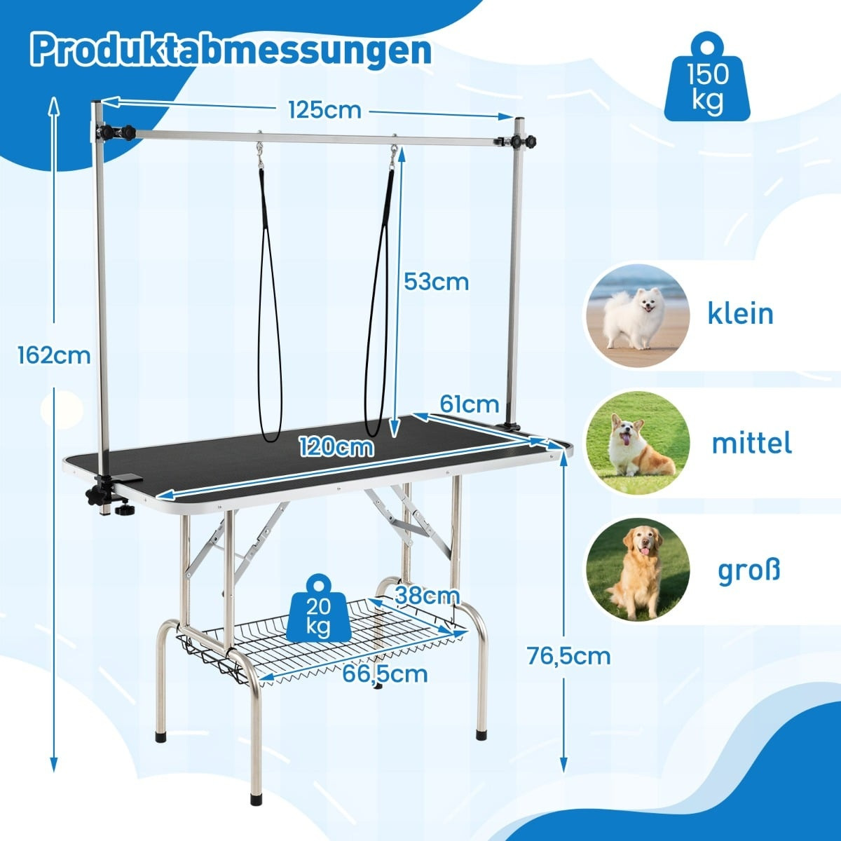 Adjustable Folding Pet Grooming Table with Non-Slip Surface