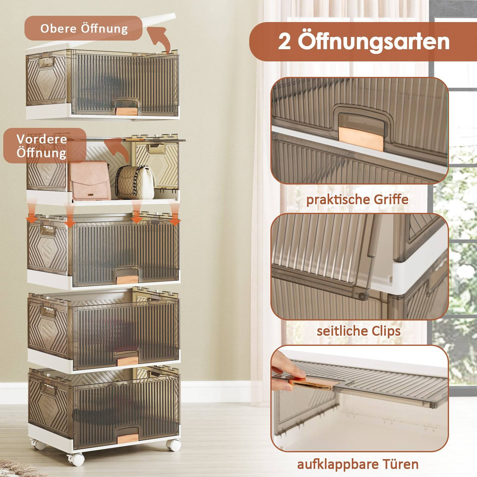 Stackable Shoe Storage Box with Wheels, 85L Capacity