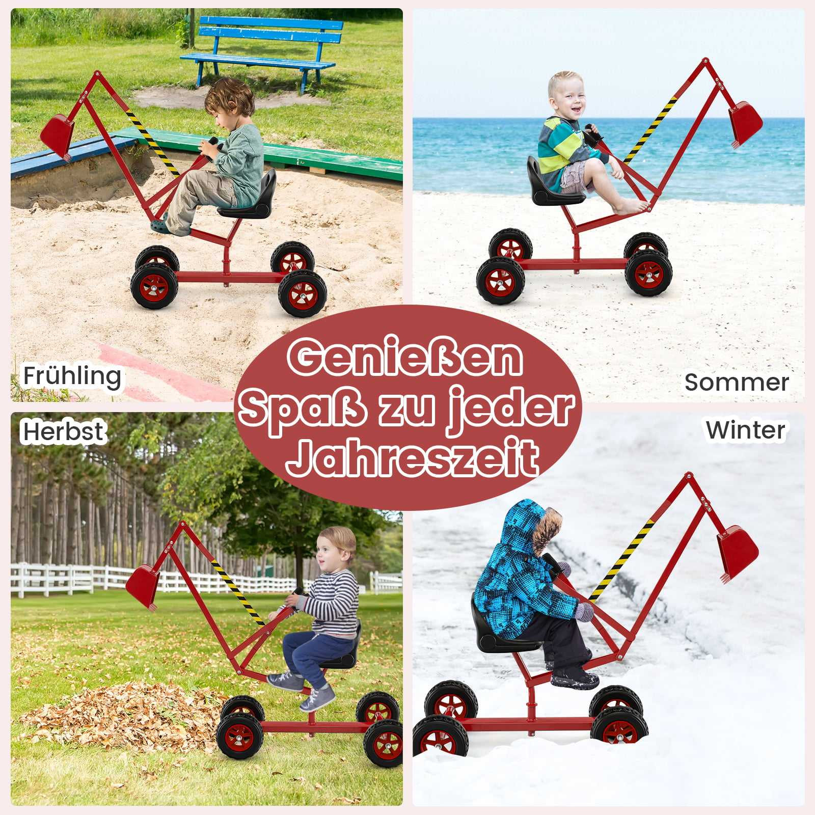 Kinder-Elektrobagger mit 360° drehbarem Sitz, Rot