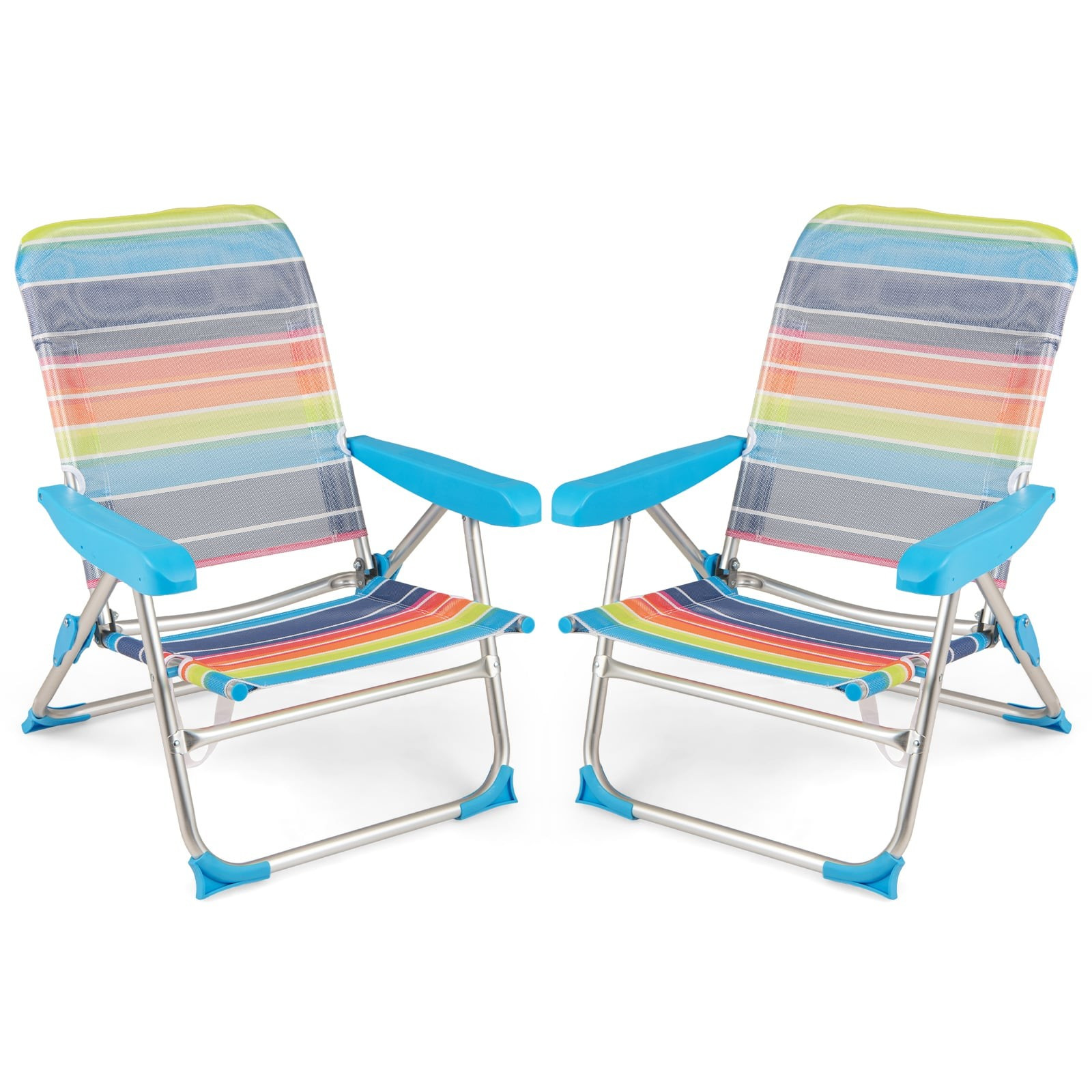 2-Piece Folding Beach Chair Set, Adjustable Backrest