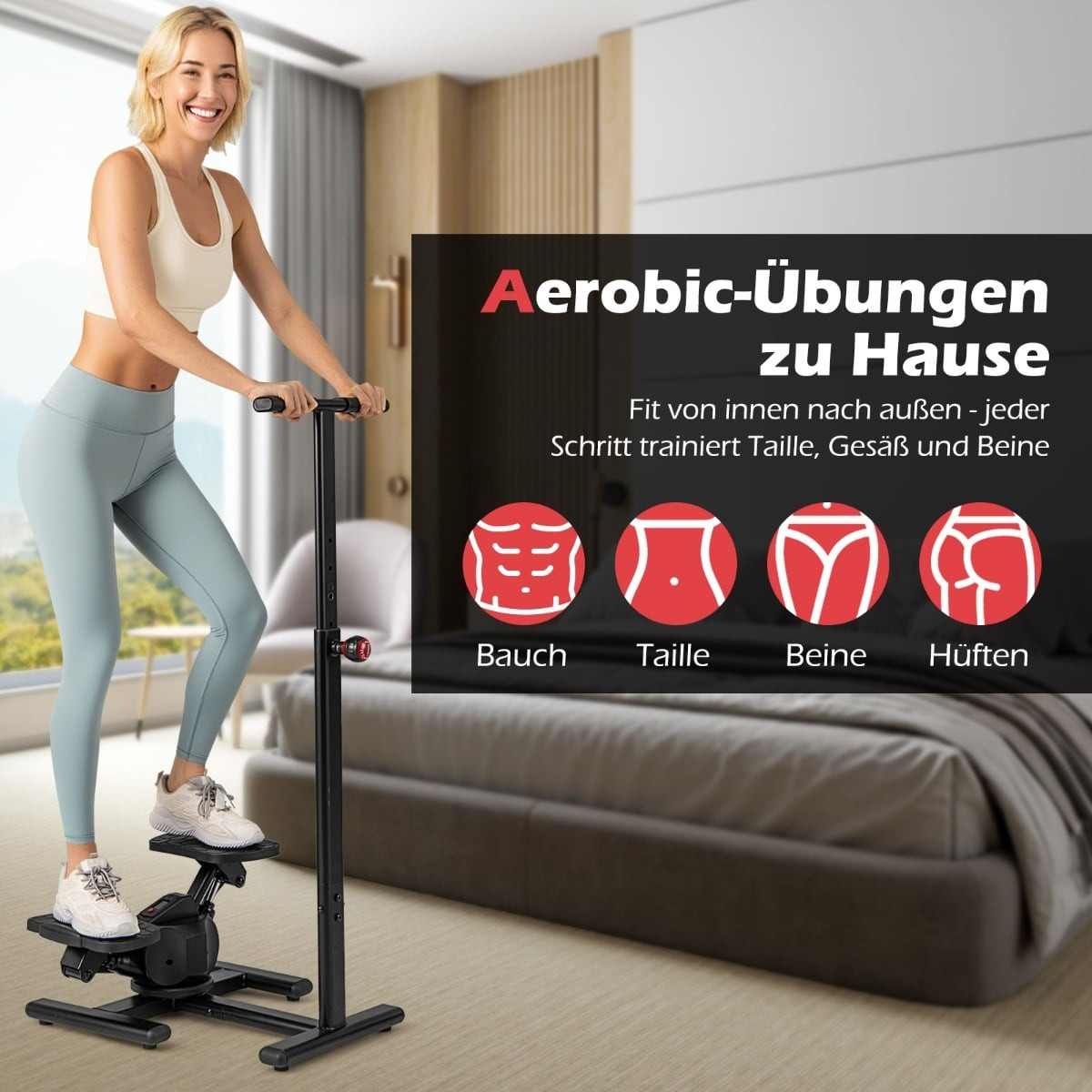 Stepper giratorio con mango ajustable y pantalla LCD