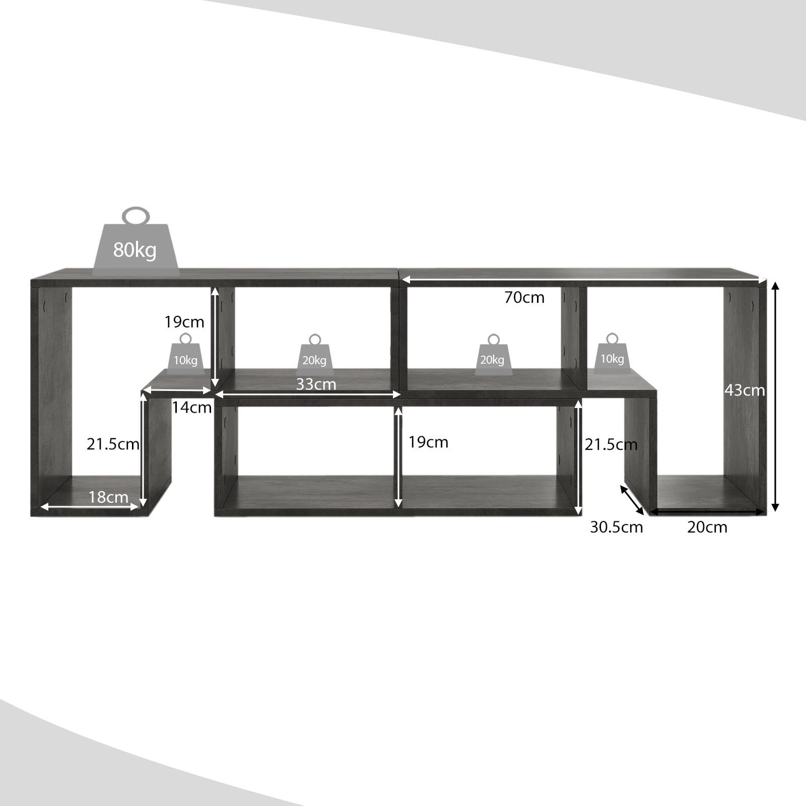 Suporte modular de madeira para TV, 3 peças, compatível com TVs de ...