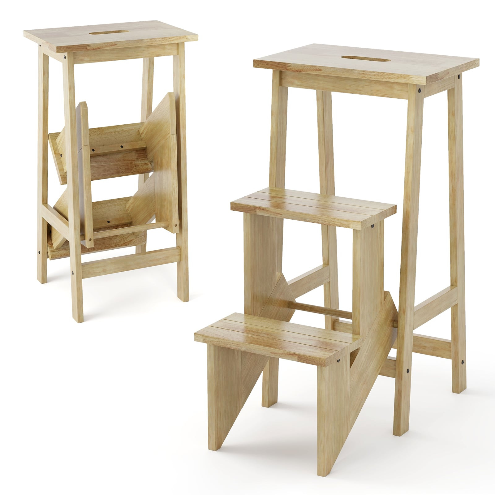 3-Step Folding Step Stool with Rotating Steps & Handle