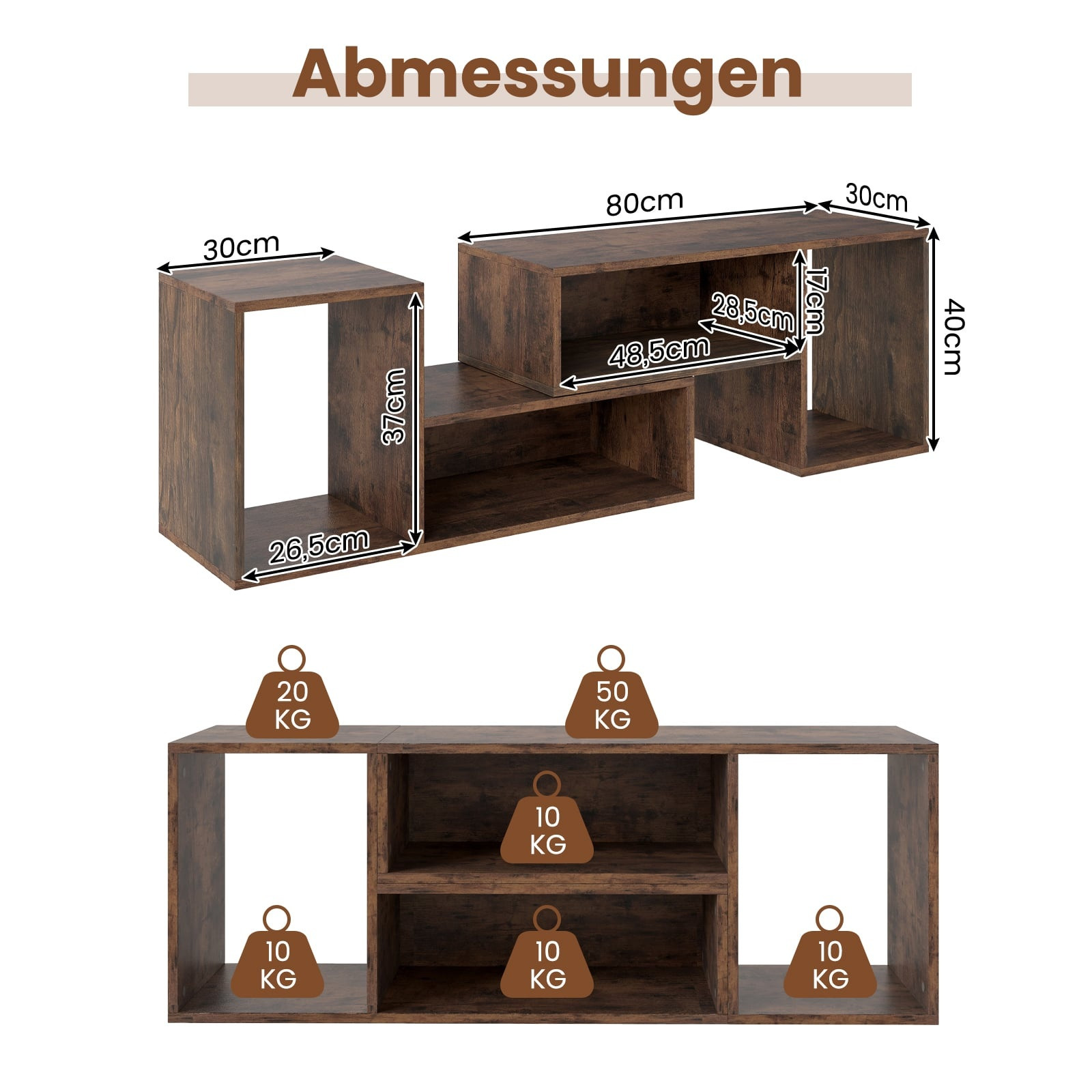 Suporte modular para TV com prateleiras em formato de L para TVs de...