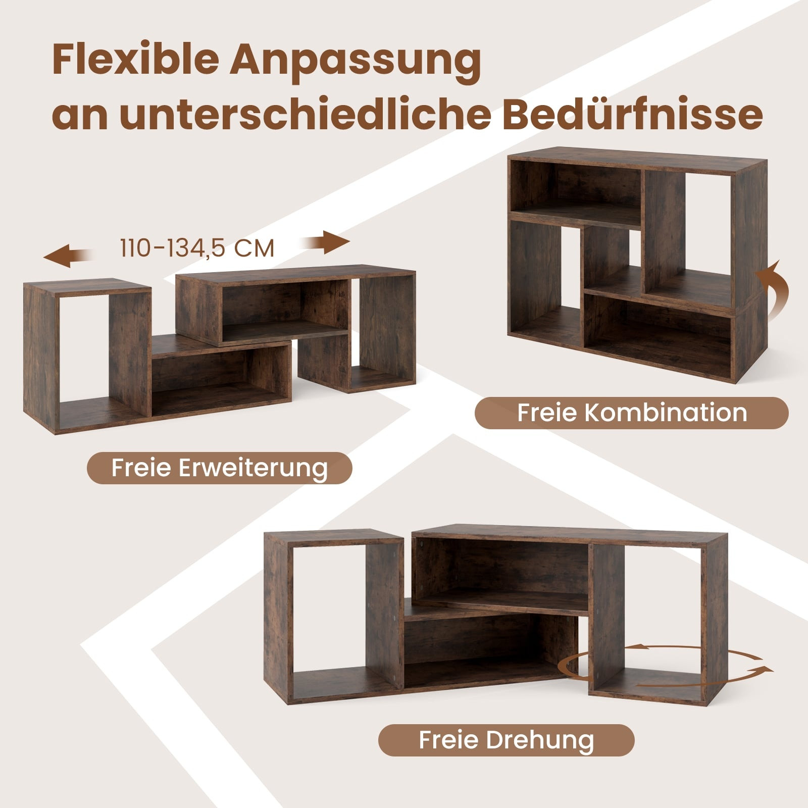 Suporte modular para TV com prateleiras em formato de L para TVs de...
