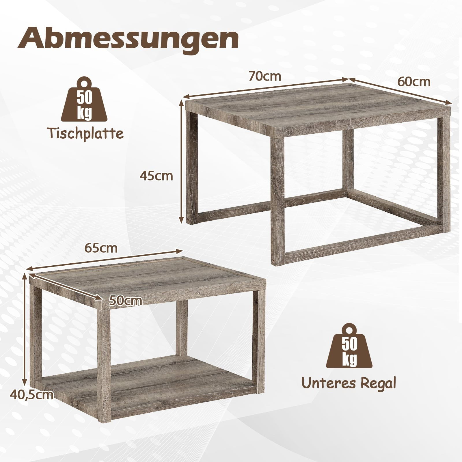 2-teiliges Satztisch-Set mit Ablagefach