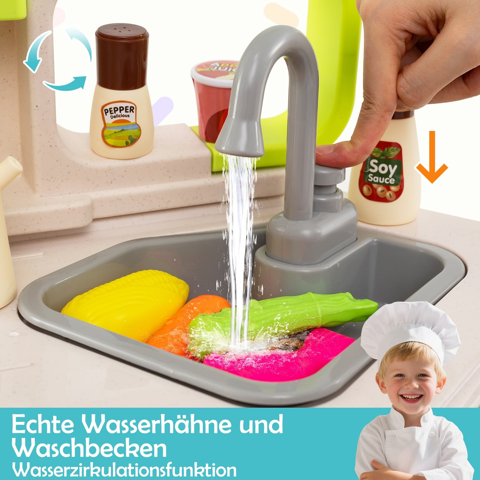 Cucina per bambini con luci e suoni, 75 pezzi
