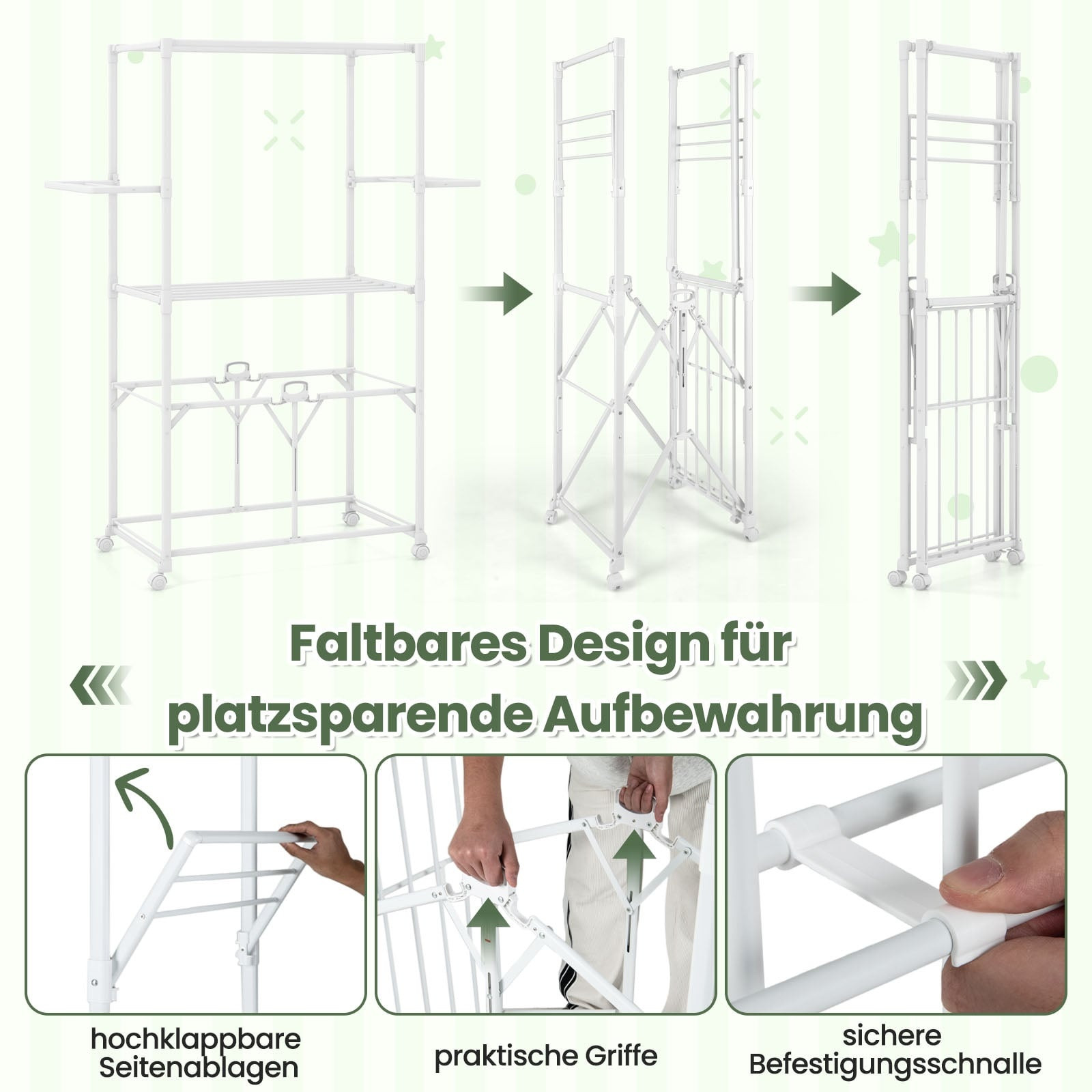 Foldable Aluminum Clothes Drying Rack with Wheels