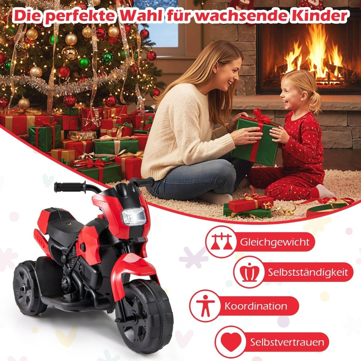 6V Kinder-Elektrodreirad mit LED-Scheinwerfer