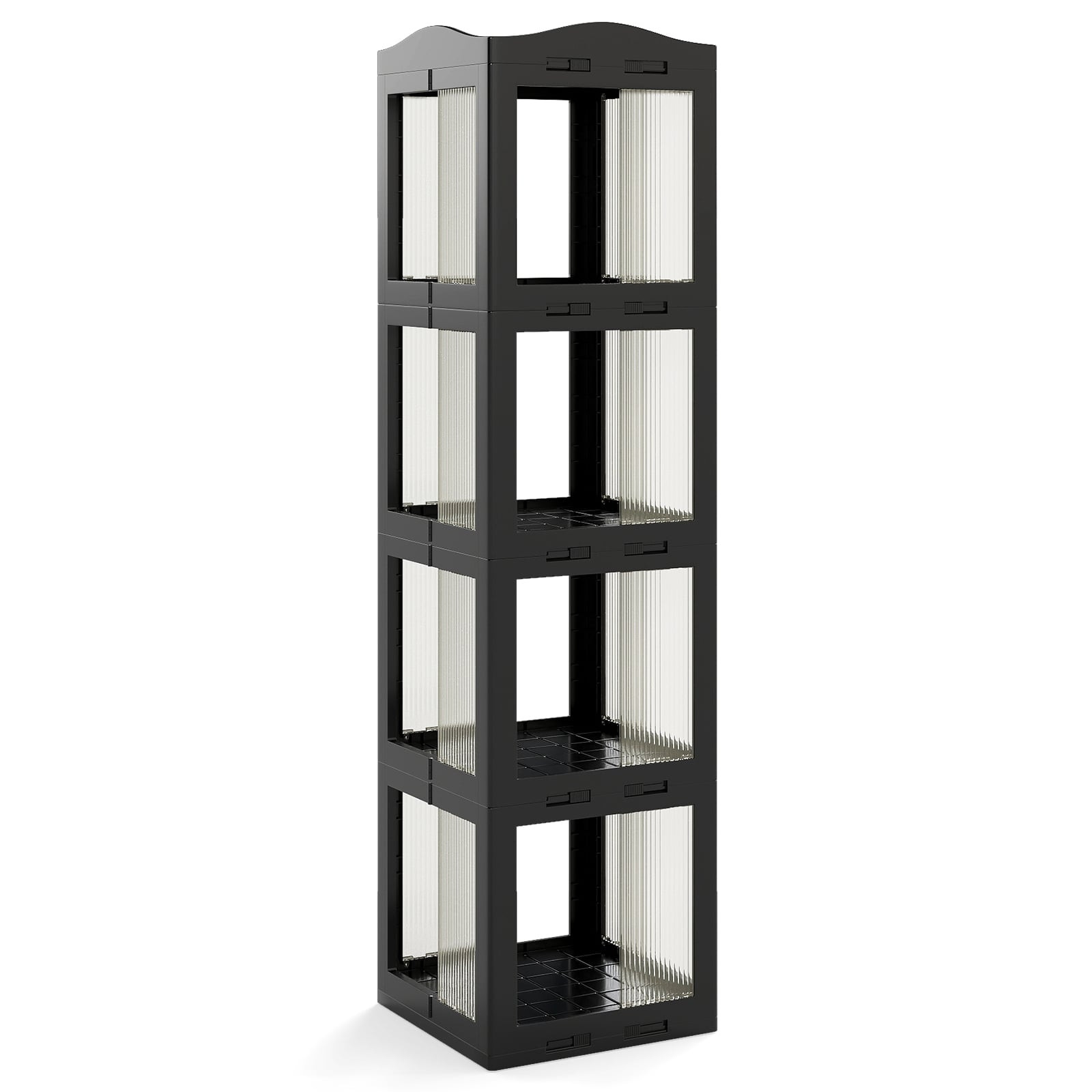 360 Rotating Bookshelf, Foldable, Transparent, Black