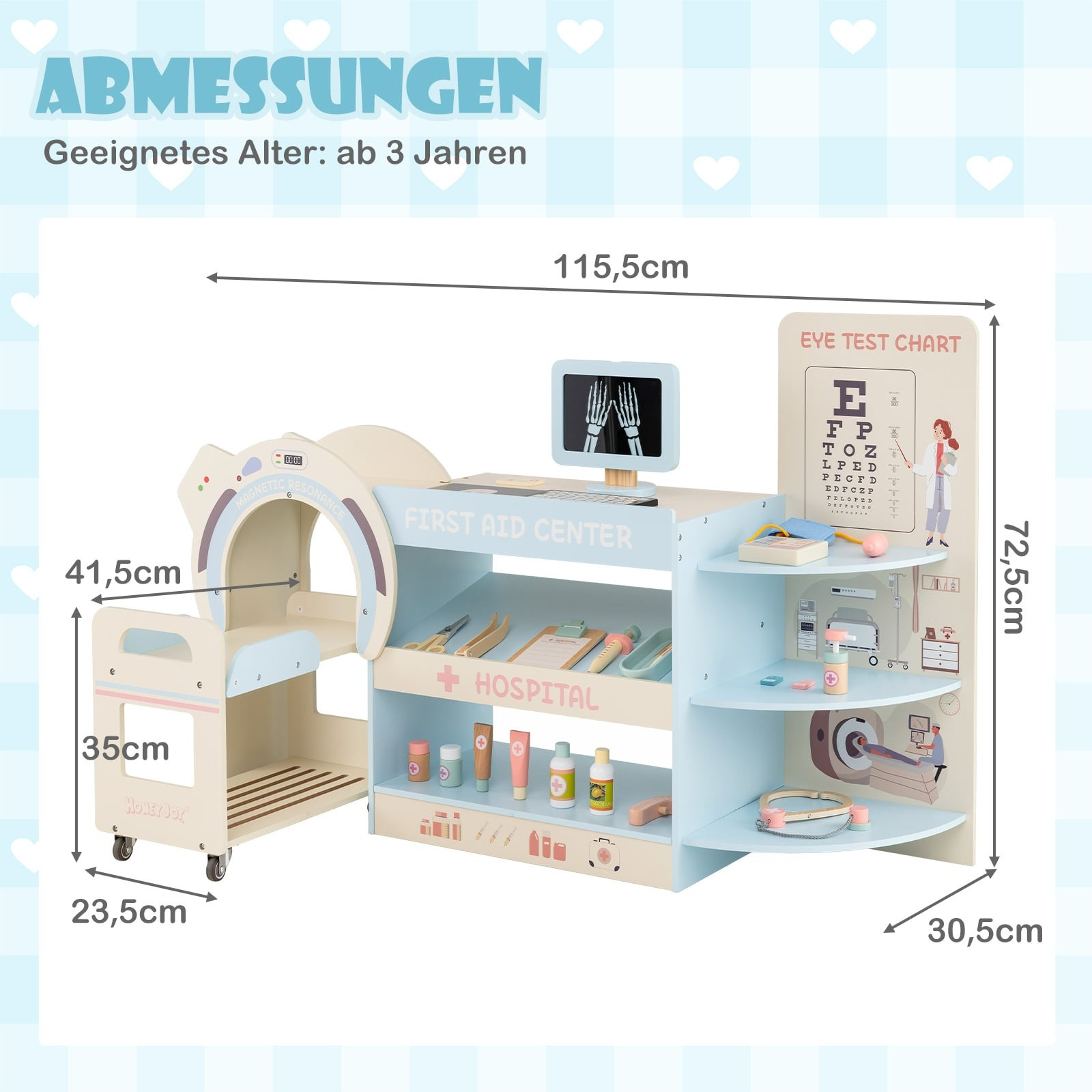 Set da gioco per bambini con dottore, tabella oculistica e scanner ...