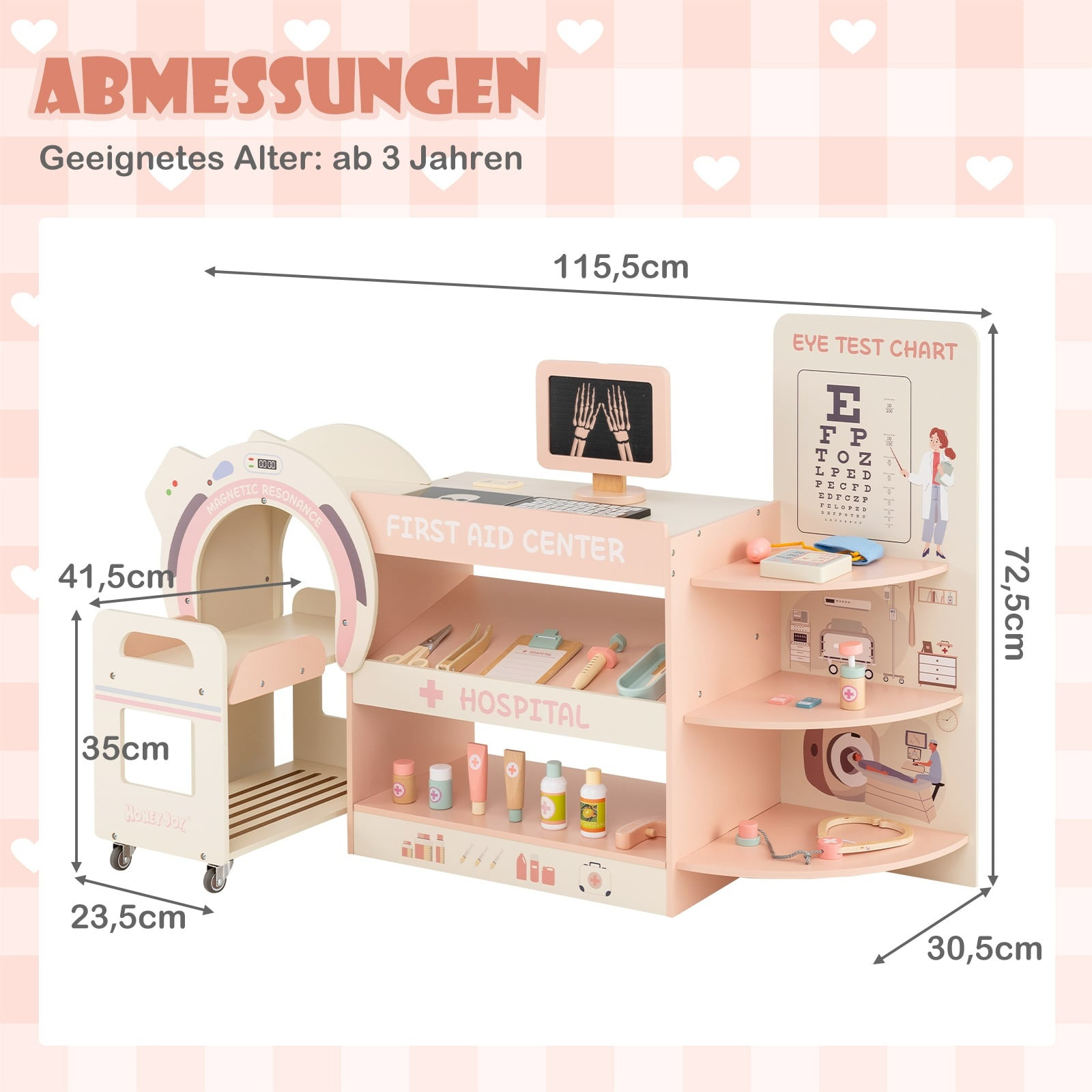 Set da gioco per bambini con dottore, tabella oculistica e scanner ...
