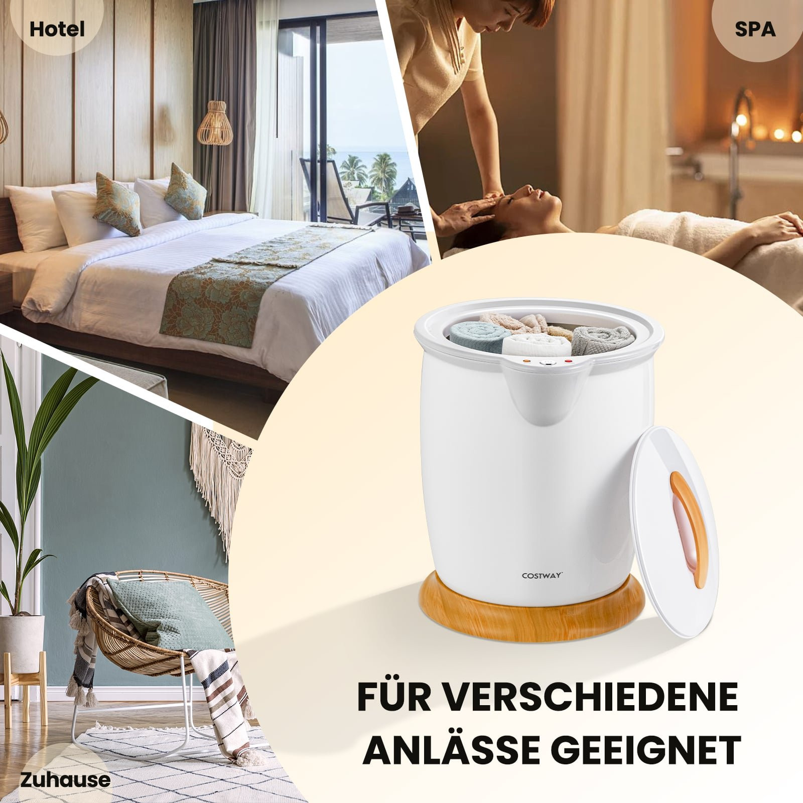 Handtuchwärmer-Eimer 20L mit Duftspender, tragbarer Spa-Heizer