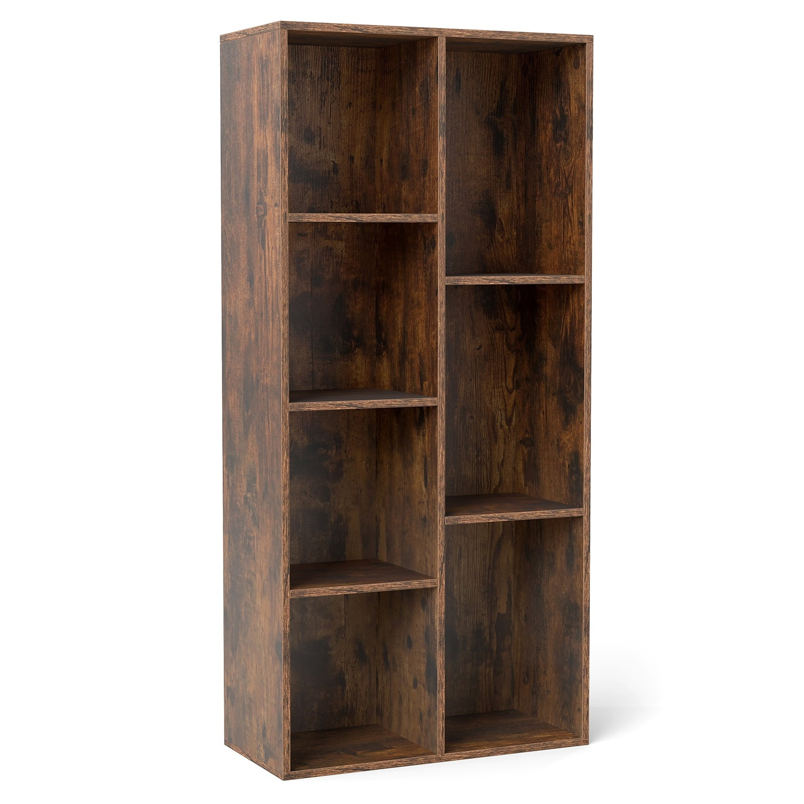 Bibliothèque à 7 cubes, verticale ou horizontale, marron rustique