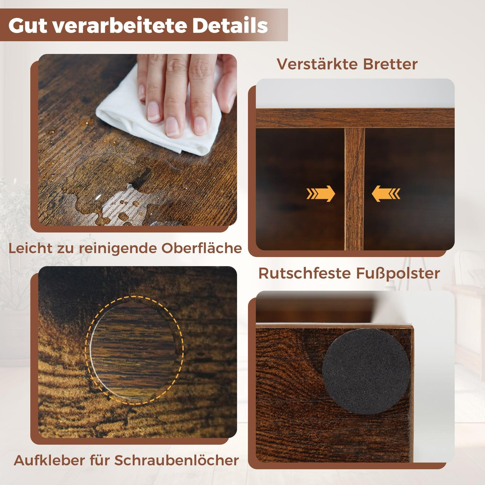 7-teiliges Bücherregal, vertikal oder horizontal, rustikales Braun