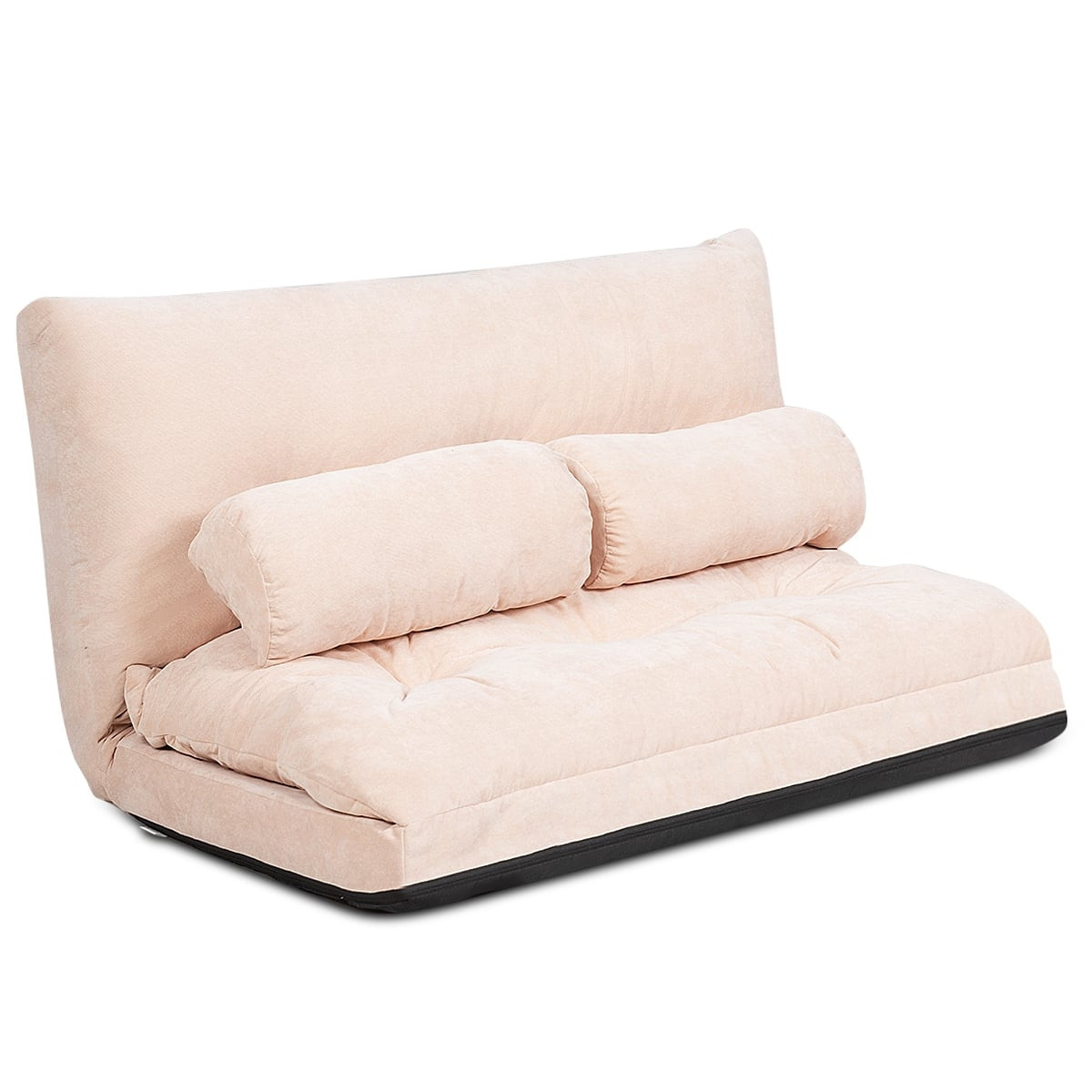 Sofá-cama de chão ajustável com 2 almofadas, bege