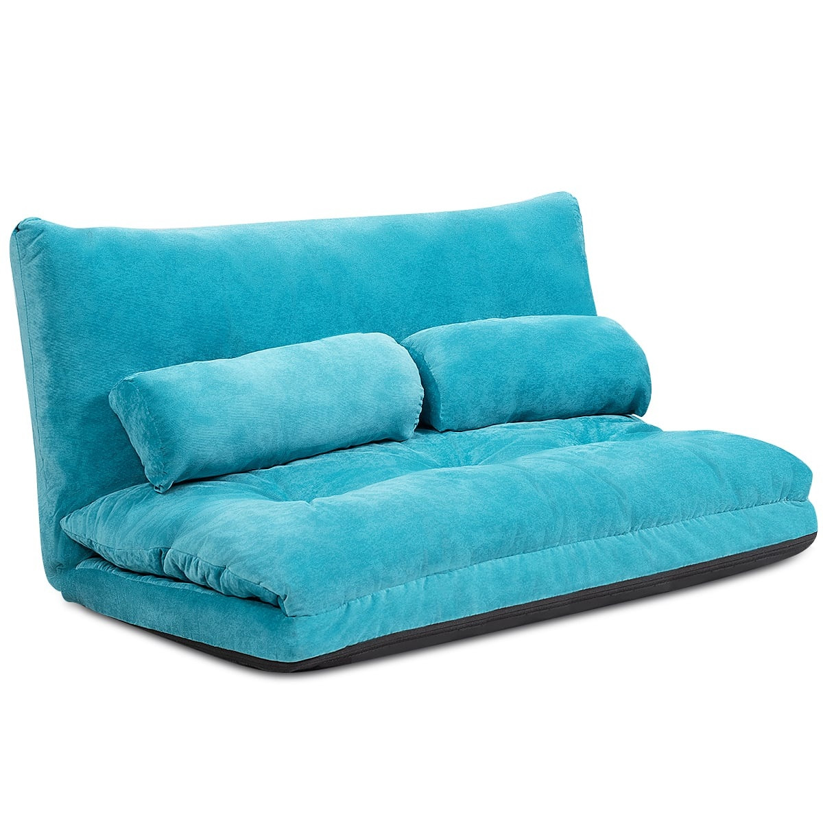Sofá-cama de chão ajustável com 2 almofadas, azul