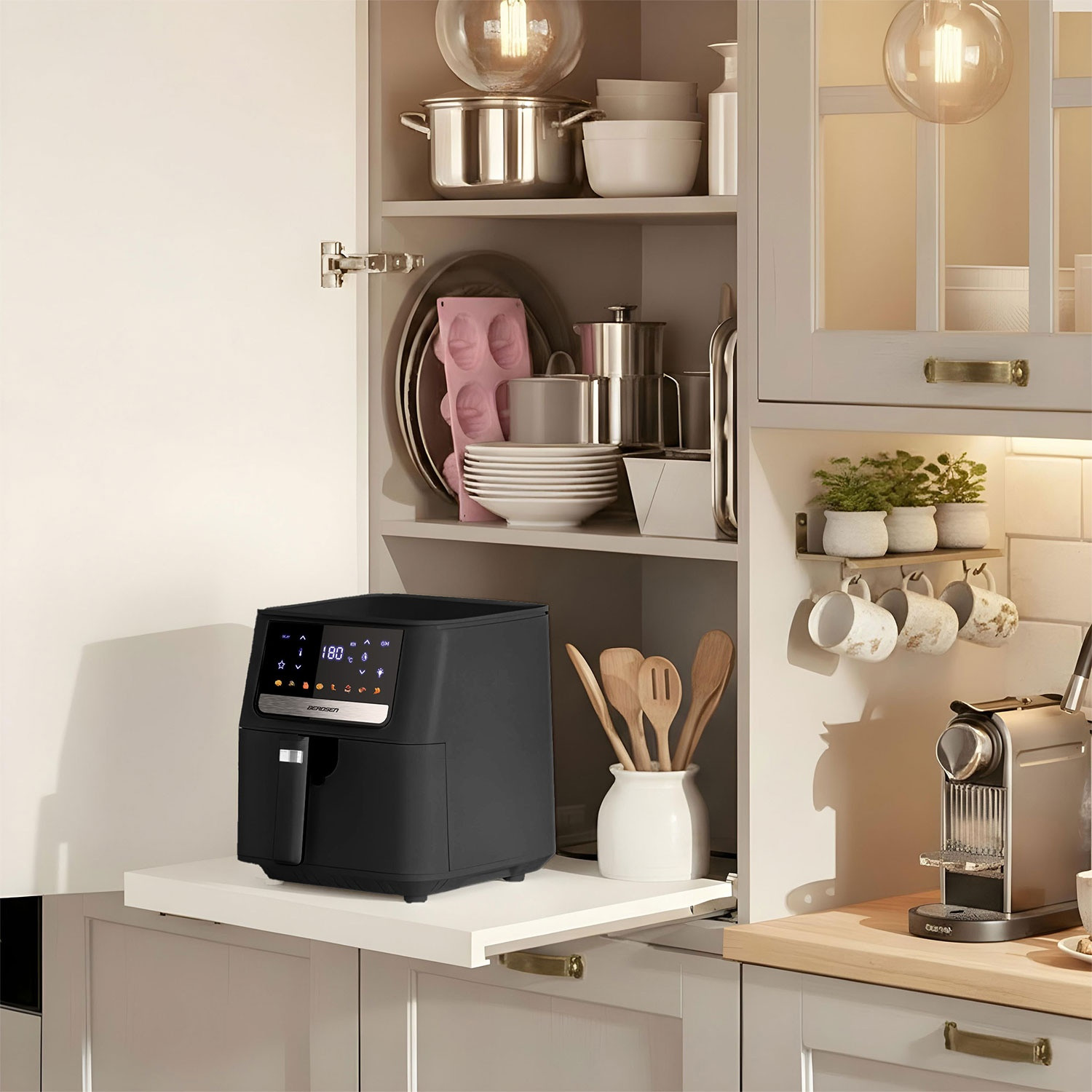 Friggitrice ad aria, 6,5 l, 1700 W, touchscreen, nera