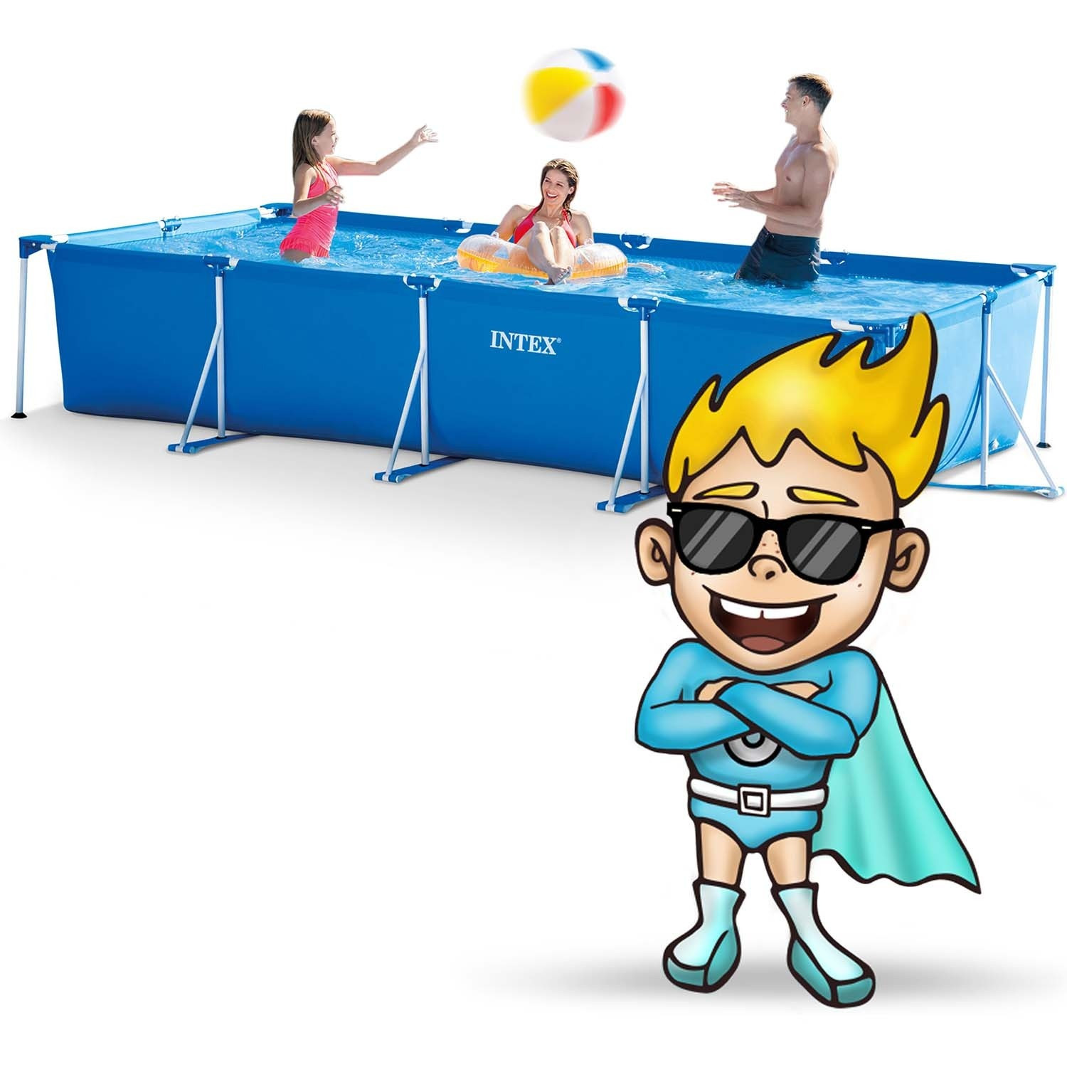Piscina rectangular de 450x220x84 cm con accesorios