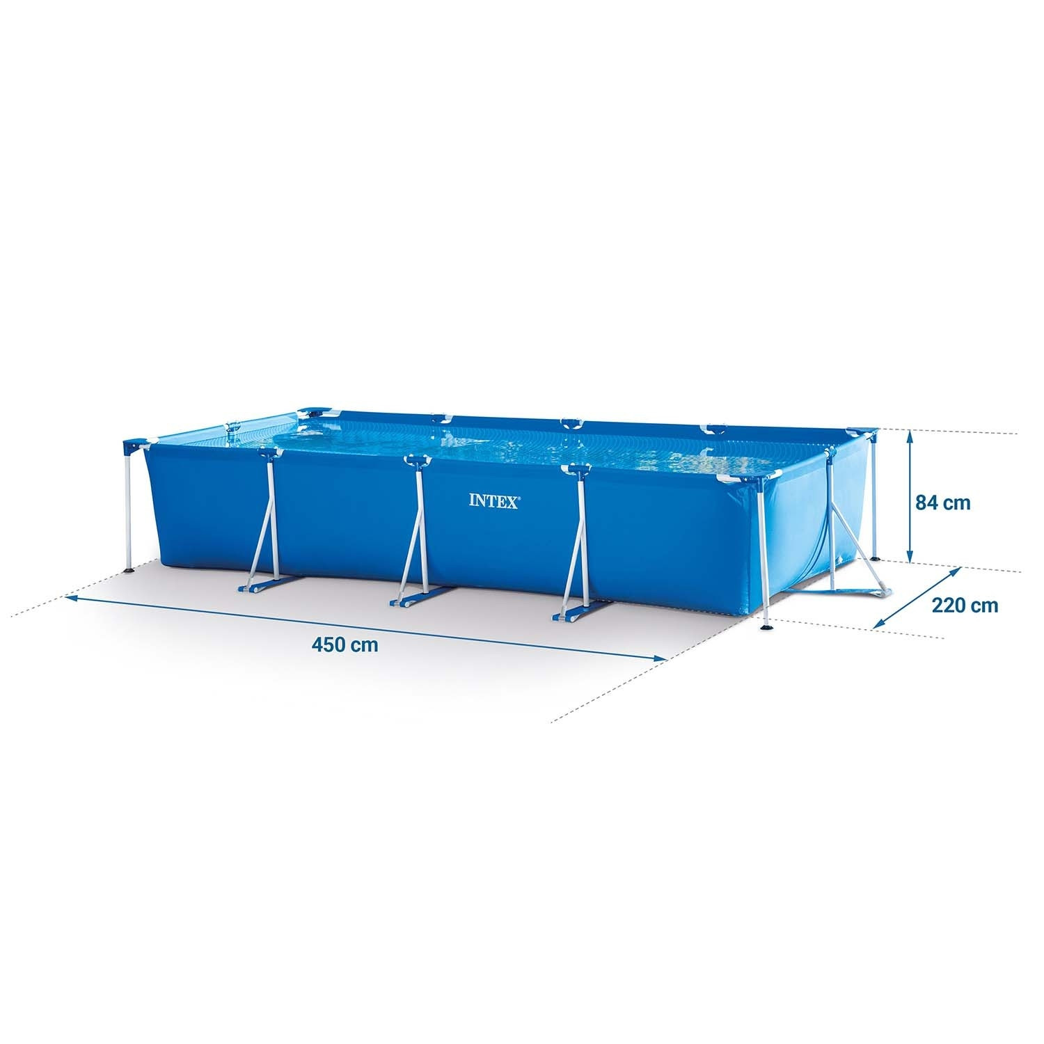 Piscina rectangular de 450x220x84 cm con accesorios
