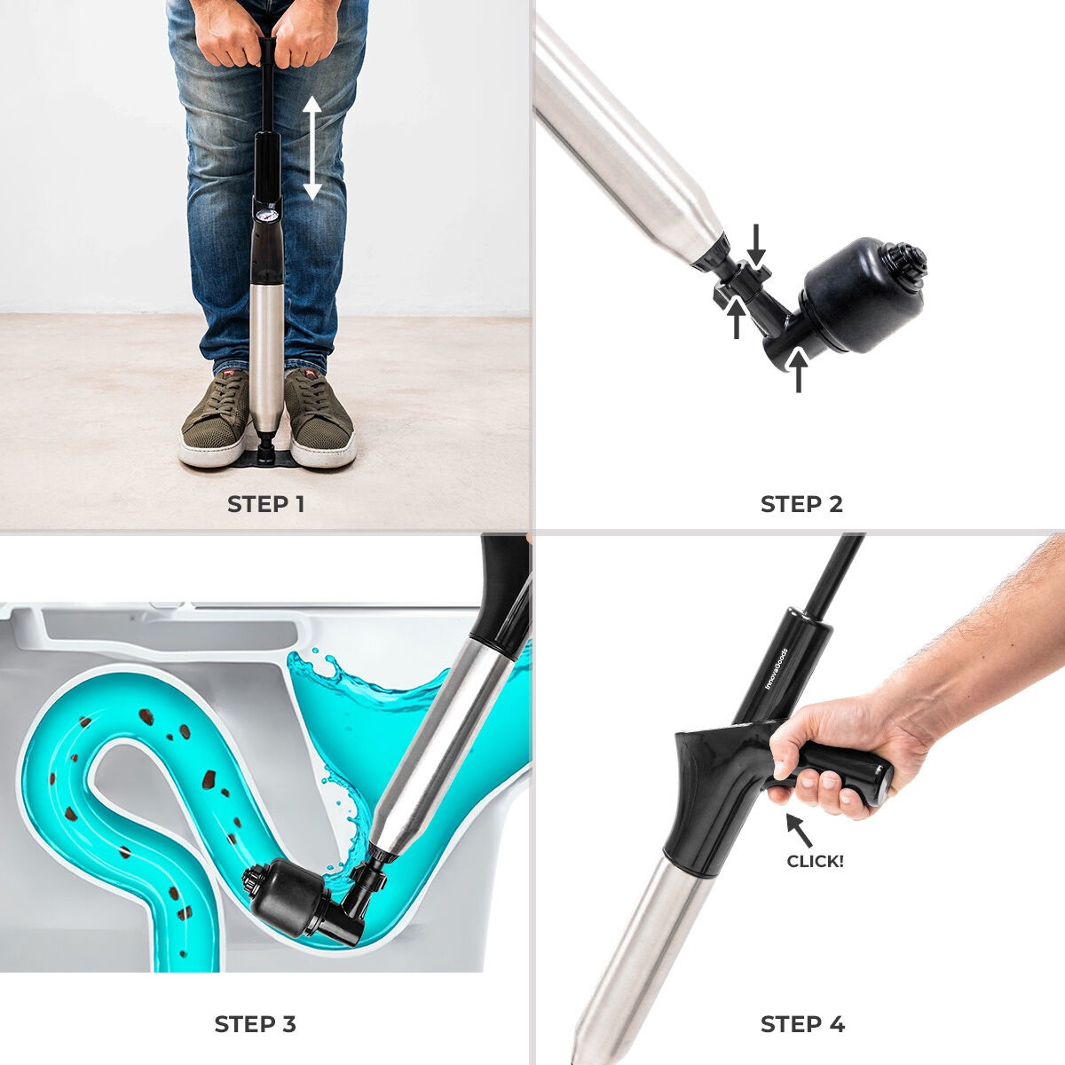Pistone ad alta pressione con 7 accessori e manometro