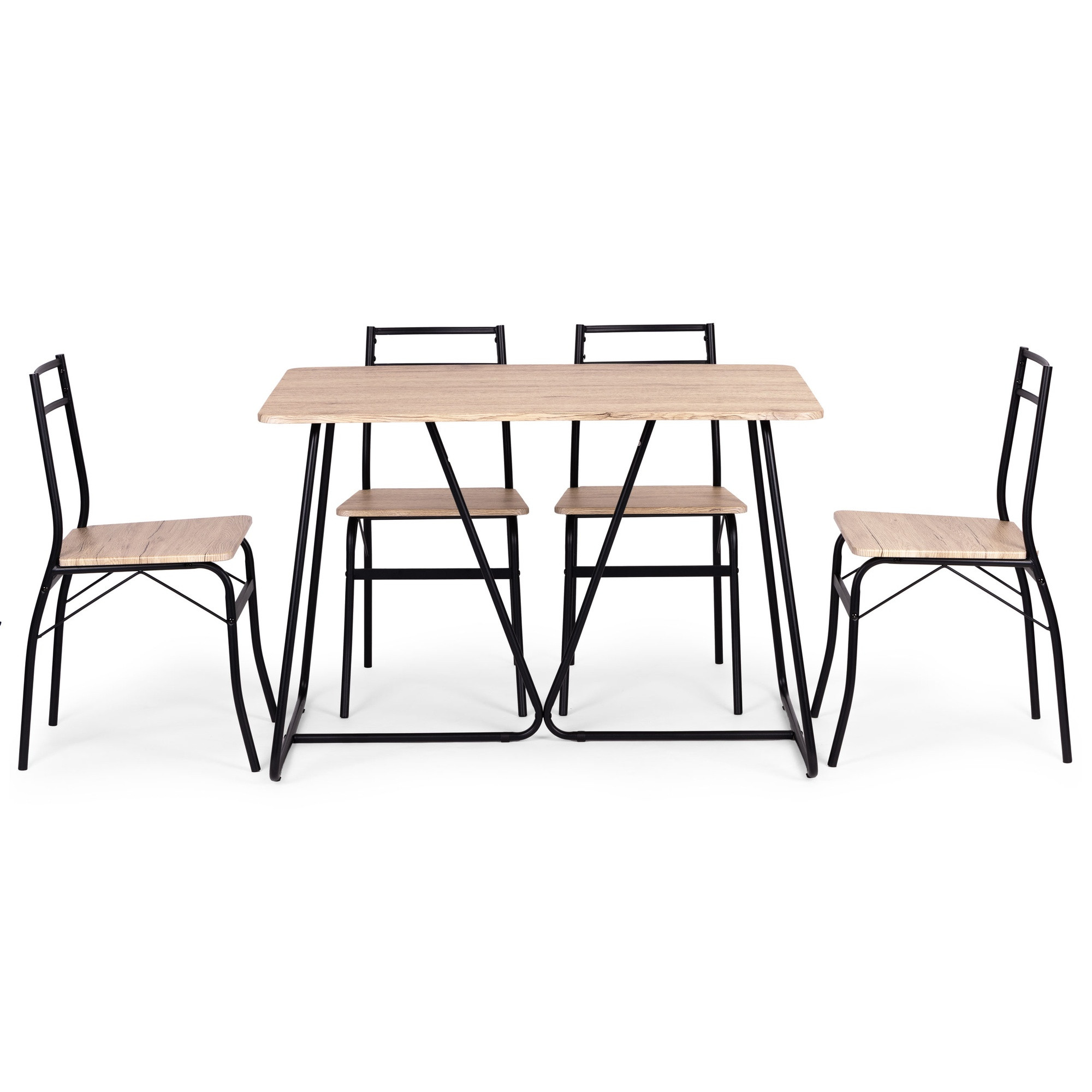 Dining Table Set with 4 Chairs, MDF & Steel