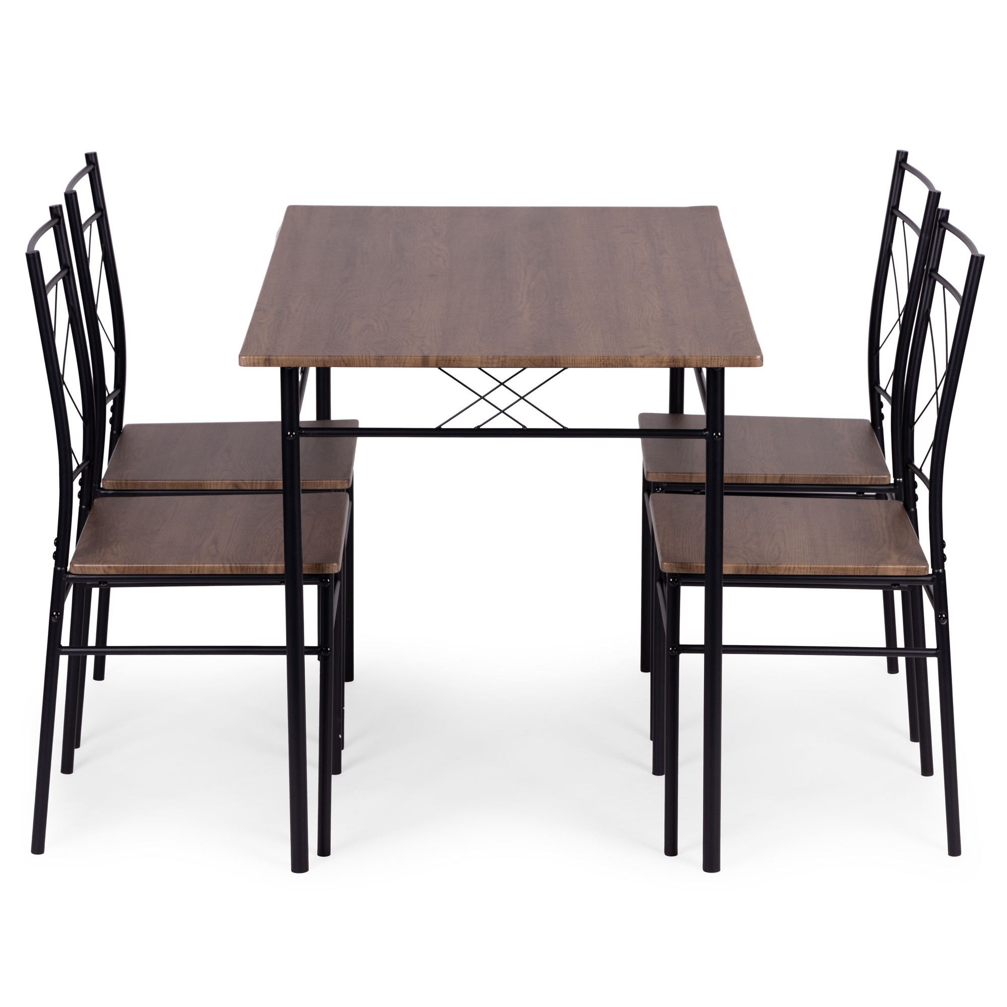 Dining Table Set with 4 Chairs, MDF & Steel