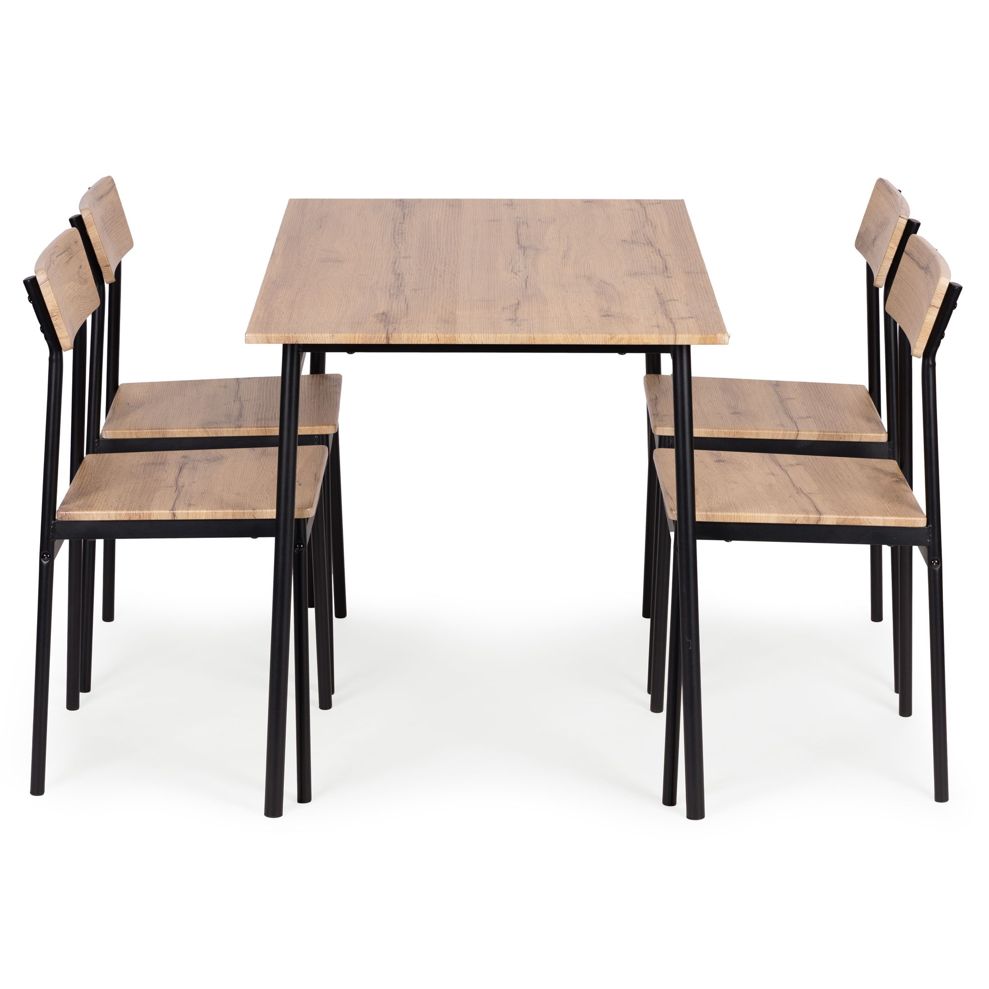 Dining Table Set with 4 Chairs, MDF & Steel