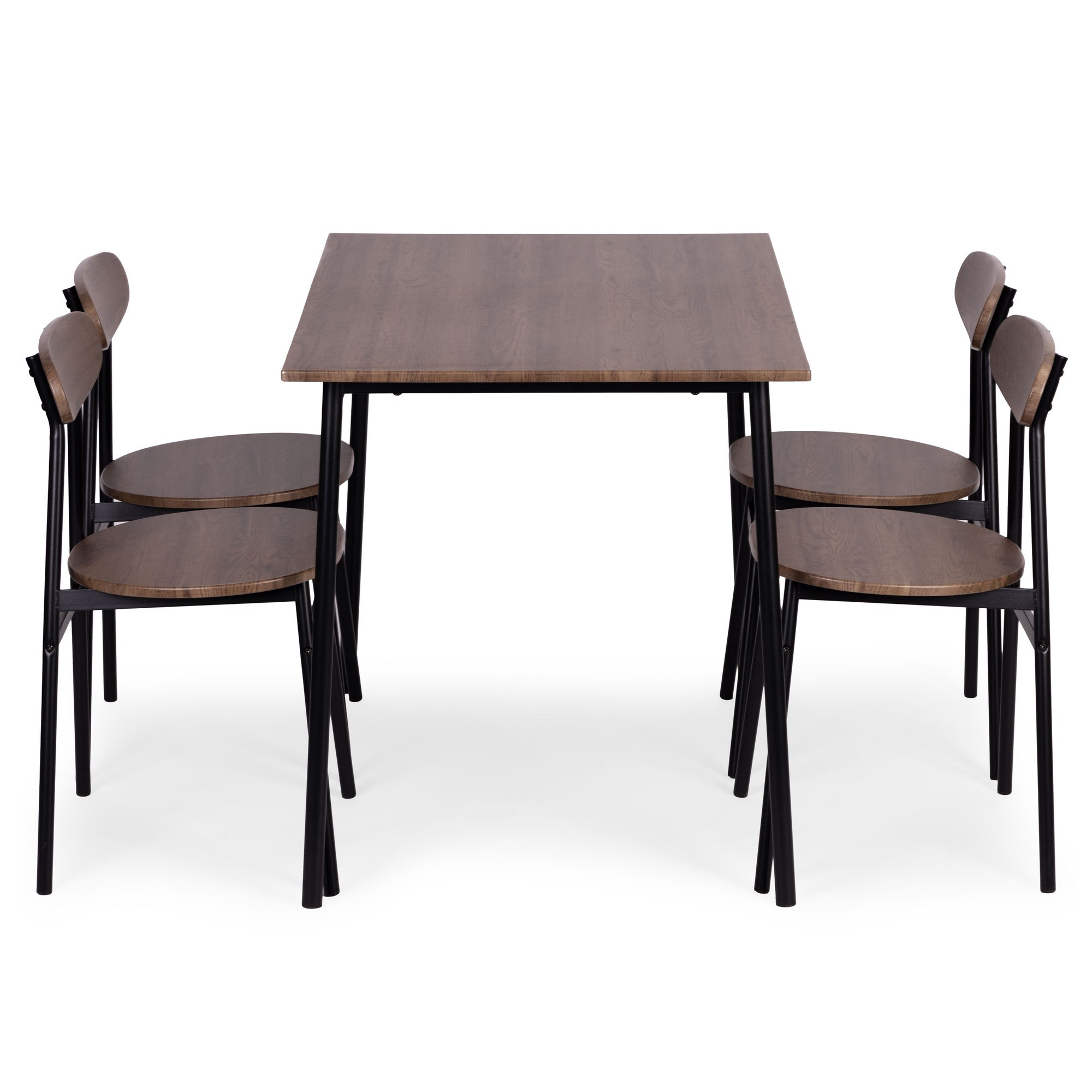 Dining Table Set with 4 Chairs, MDF & Steel