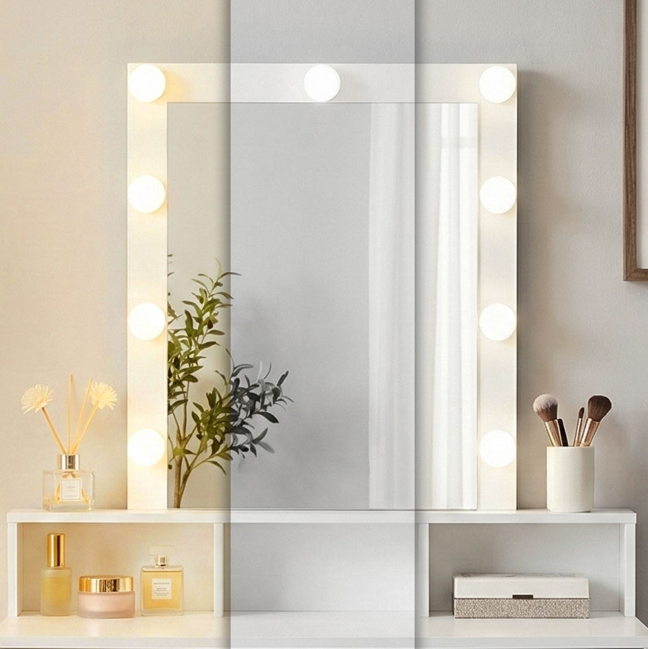 Vanity Dressing Table with Mirror, LED Lights, 3 Colors